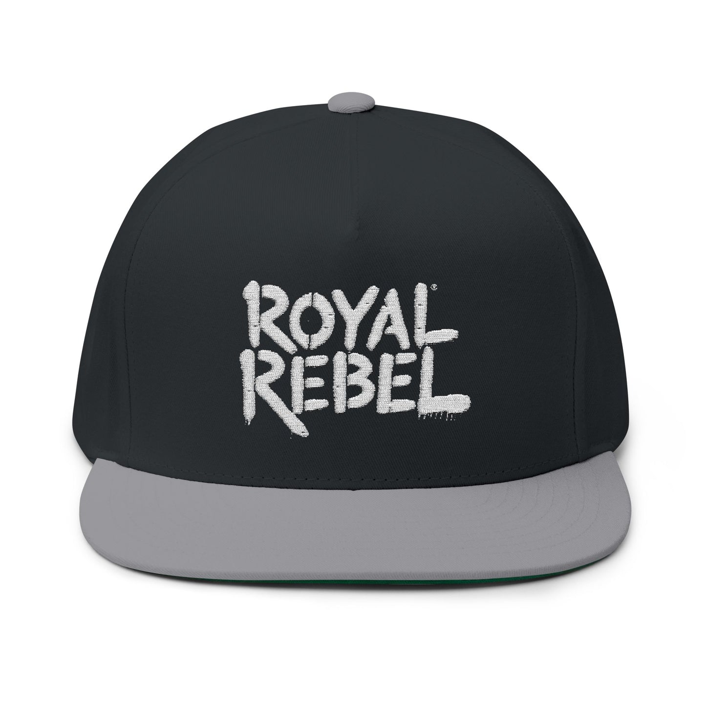 Royal Rebel Embroidered Flat Bill Cap - Trendy Streetwear Hat for Fashion Enthusiasts