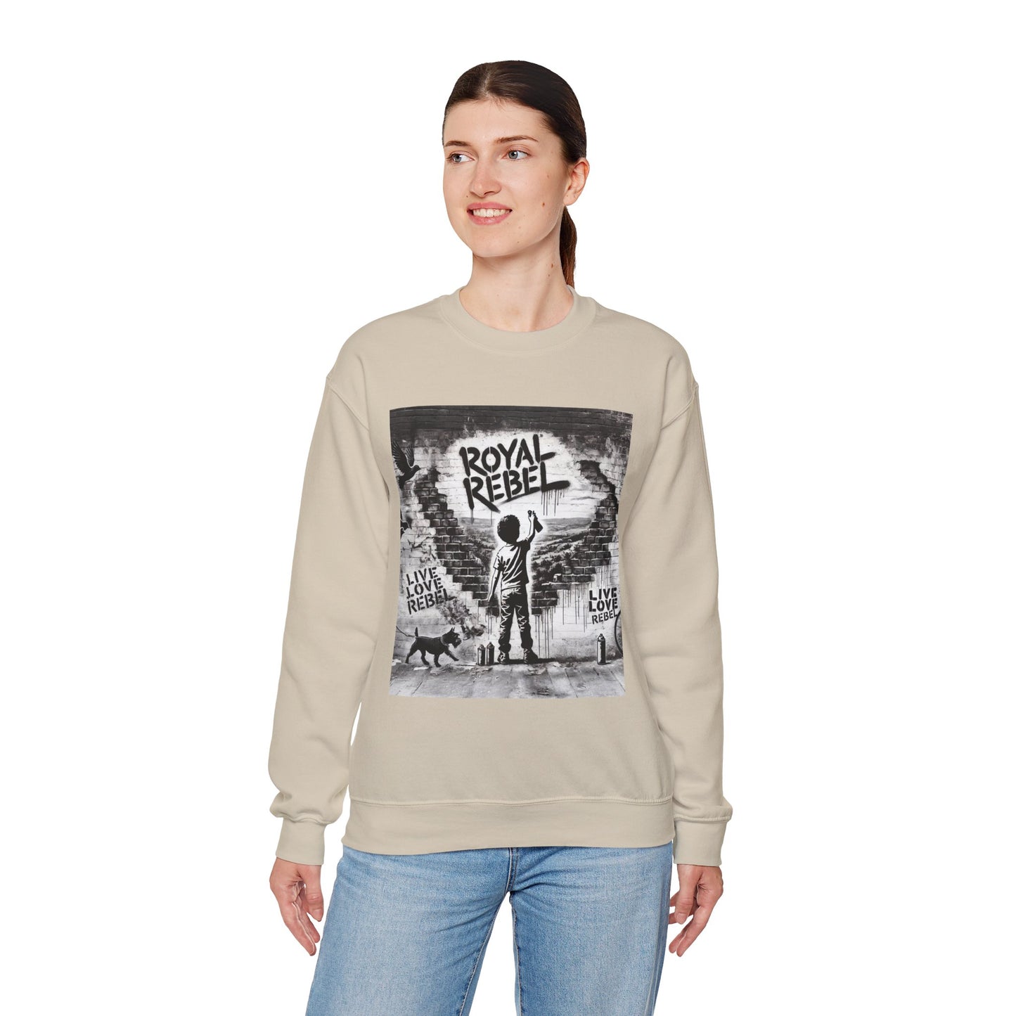 Royal Rebel Unisex Crewneck Sweatshirt - "Live Love Rebel" Graphic