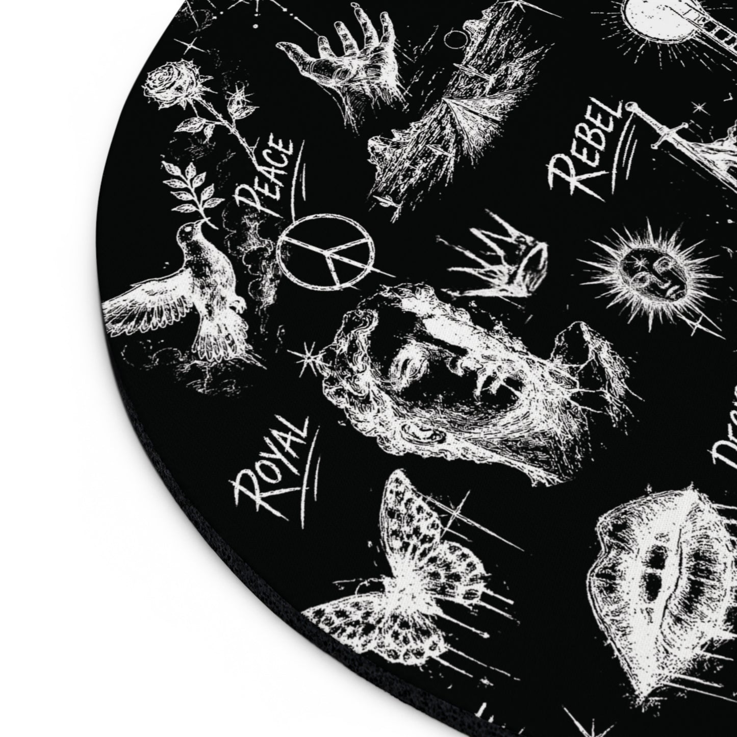 Rebel Sketch Black Mouse Pad - Stylish & Durable