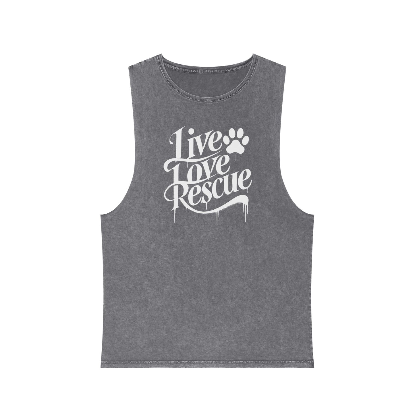 Live Love Rescue Unisex Stonewash Tank Top - Casual Graphic Tee for All