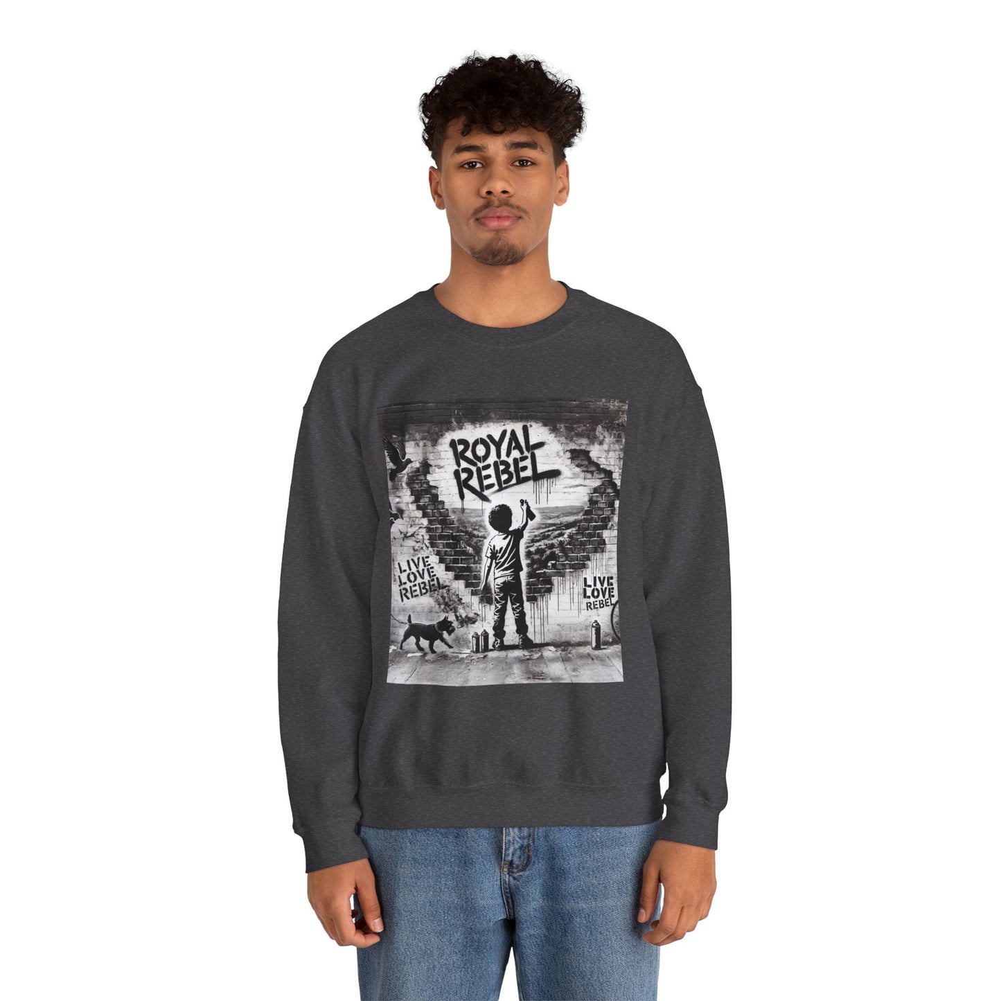 Royal Rebel Unisex Crewneck Sweatshirt - "Live Love Rebel" Graphic