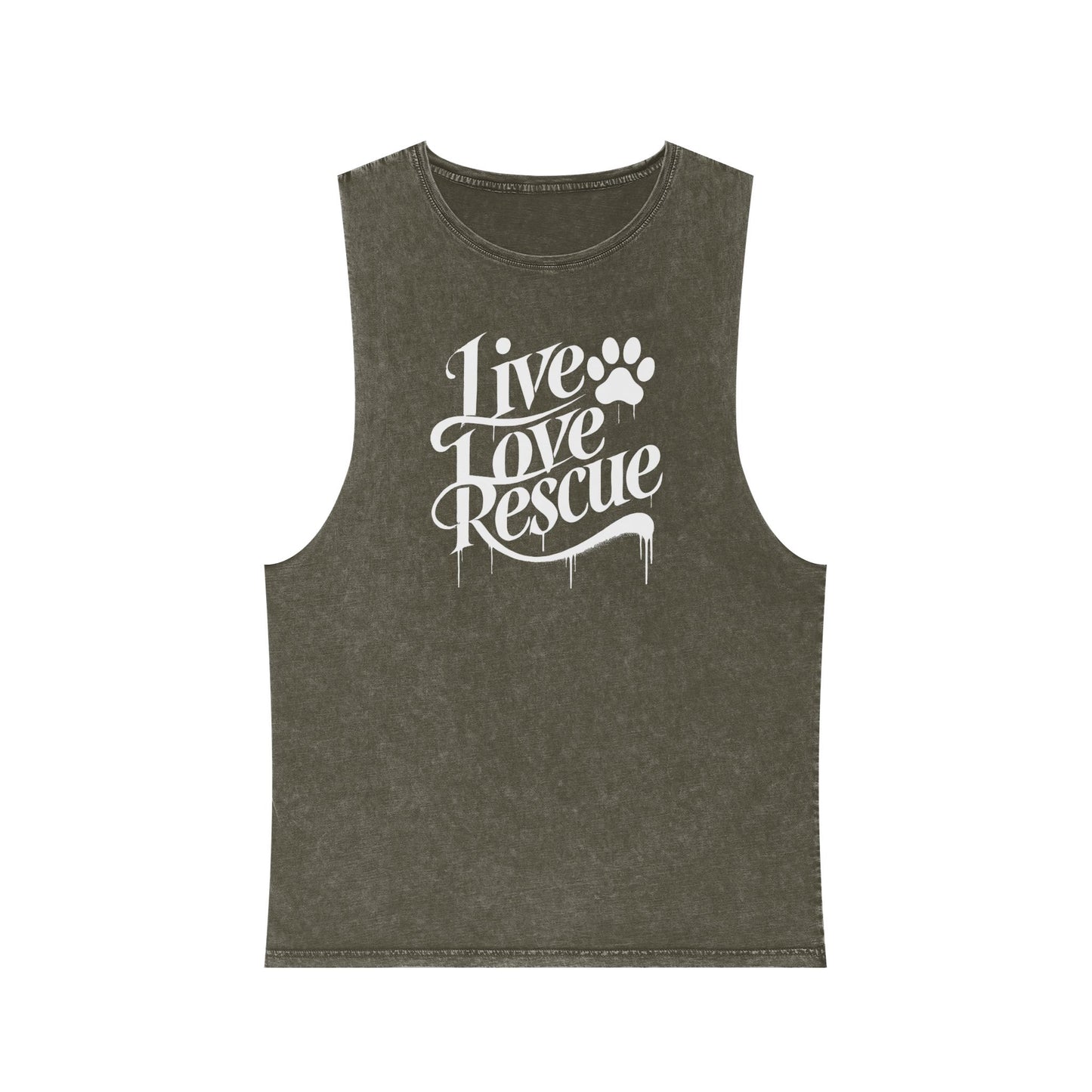 Live Love Rescue Unisex Stonewash Tank Top - Casual Graphic Tee for All