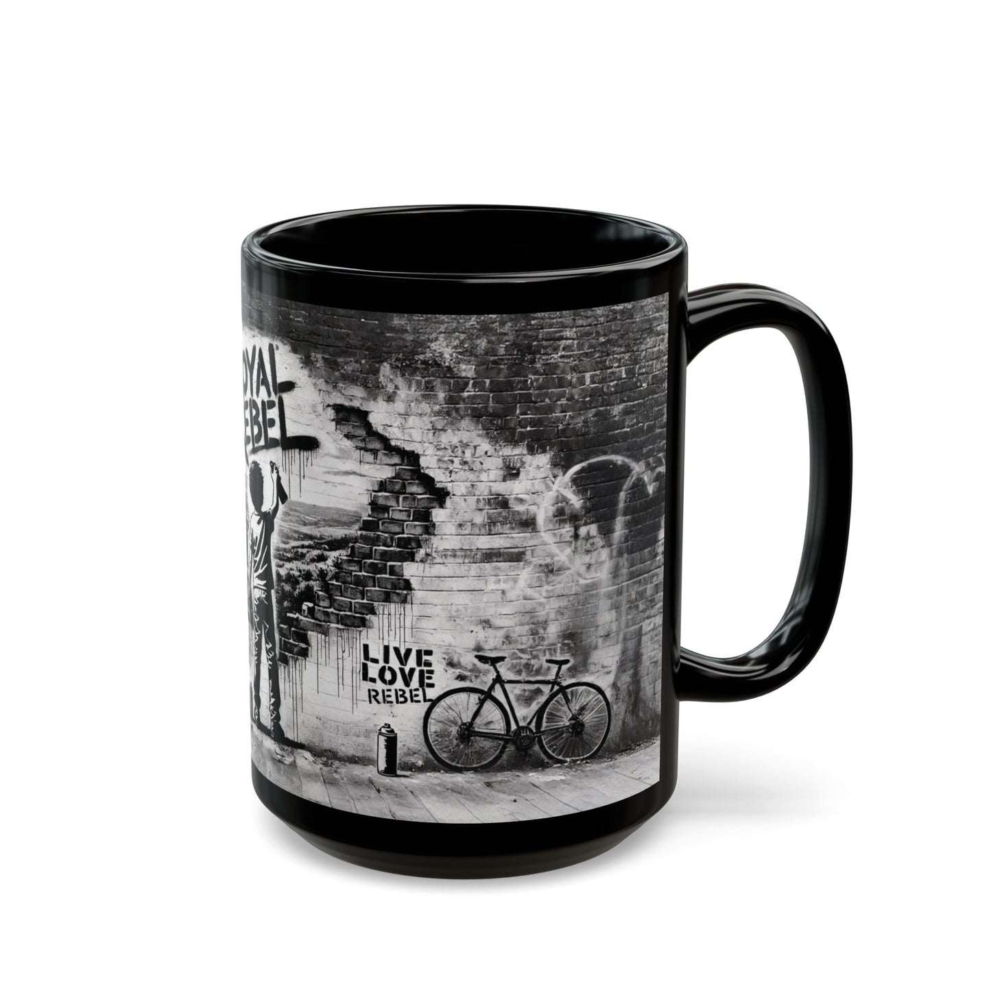 Royal Rebel® Black Mug - 15oz, Live Love Rebel™ Design