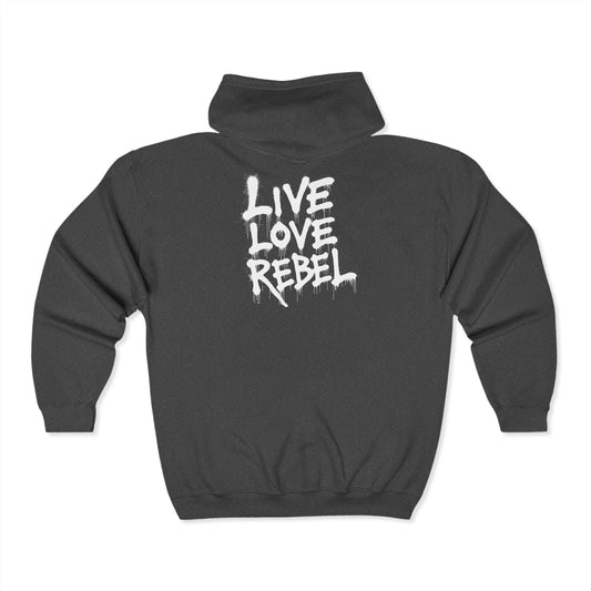 Live Love Rebel™ Hooded Sweatshirt - Unisex Full Zip Casual Wear