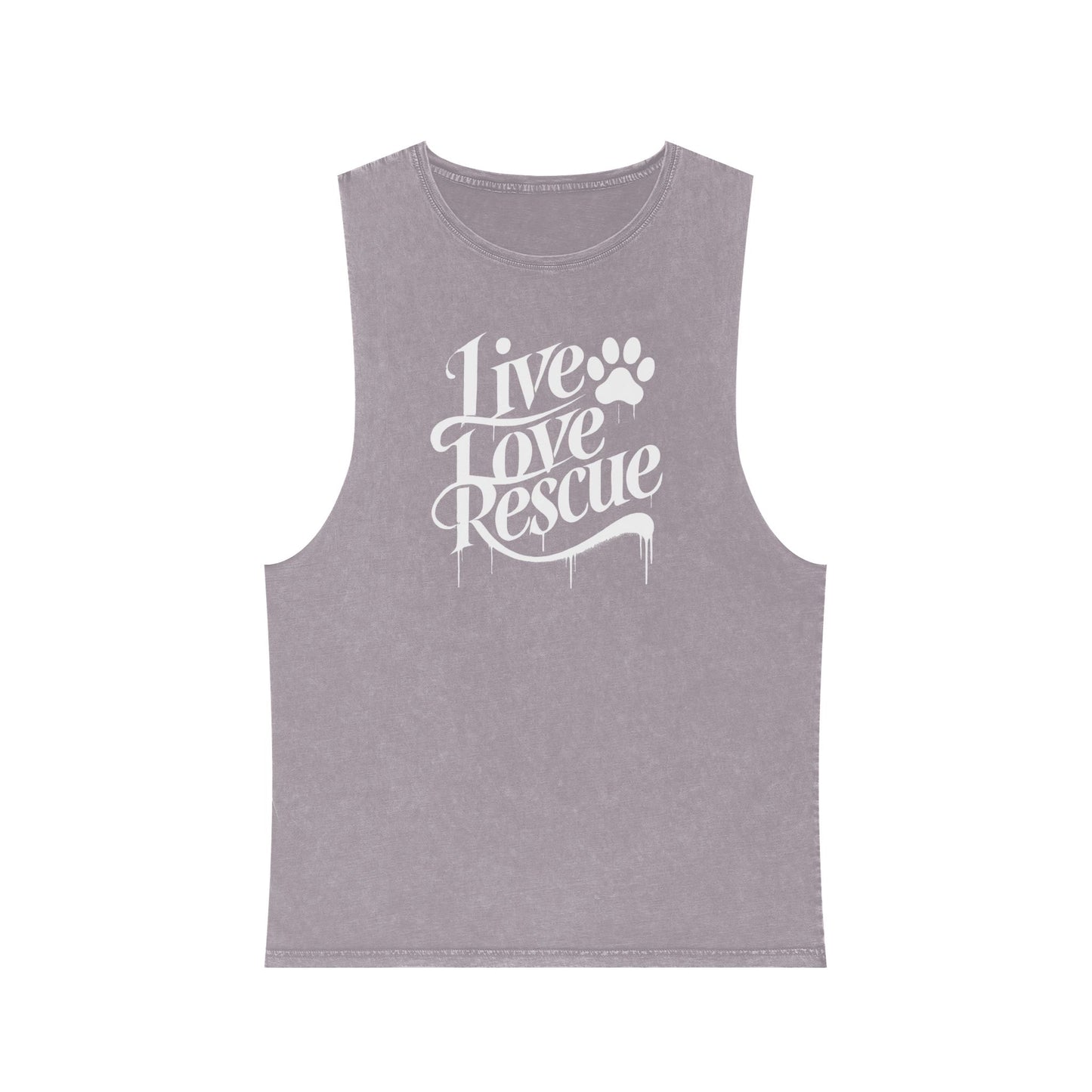 Live Love Rescue Unisex Stonewash Tank Top - Casual Graphic Tee for All