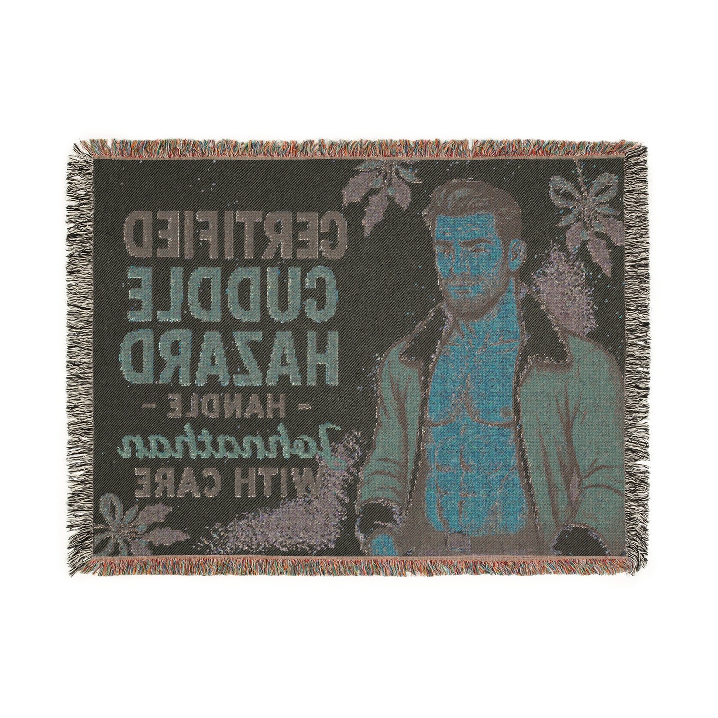 Personalized Name Holiday Woven Blanket - Certified Cuddle Hazard - Handle With Care