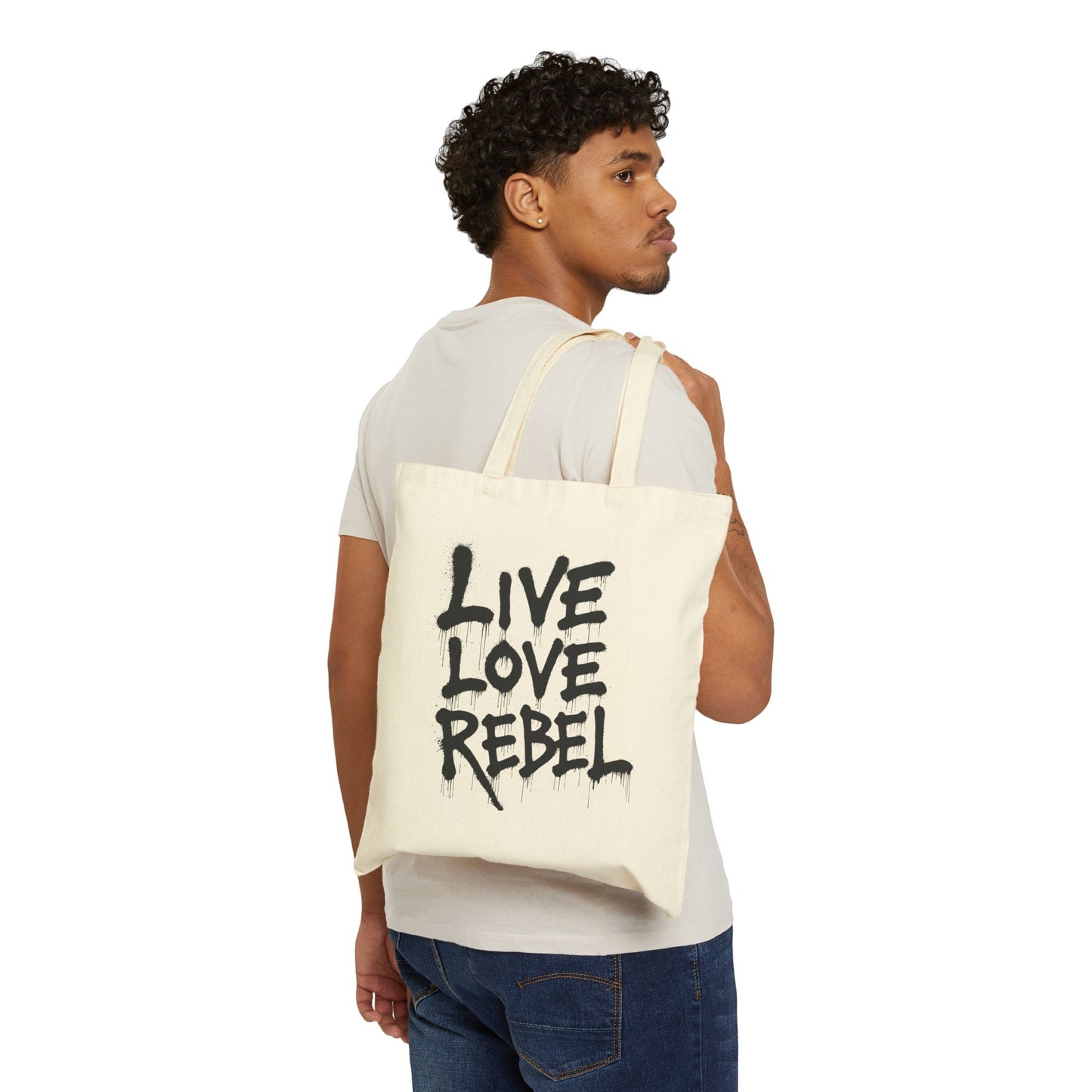 Live Love Rebel Cotton Canvas Tote Bag - Eco-Friendly & Stylish Carry-All