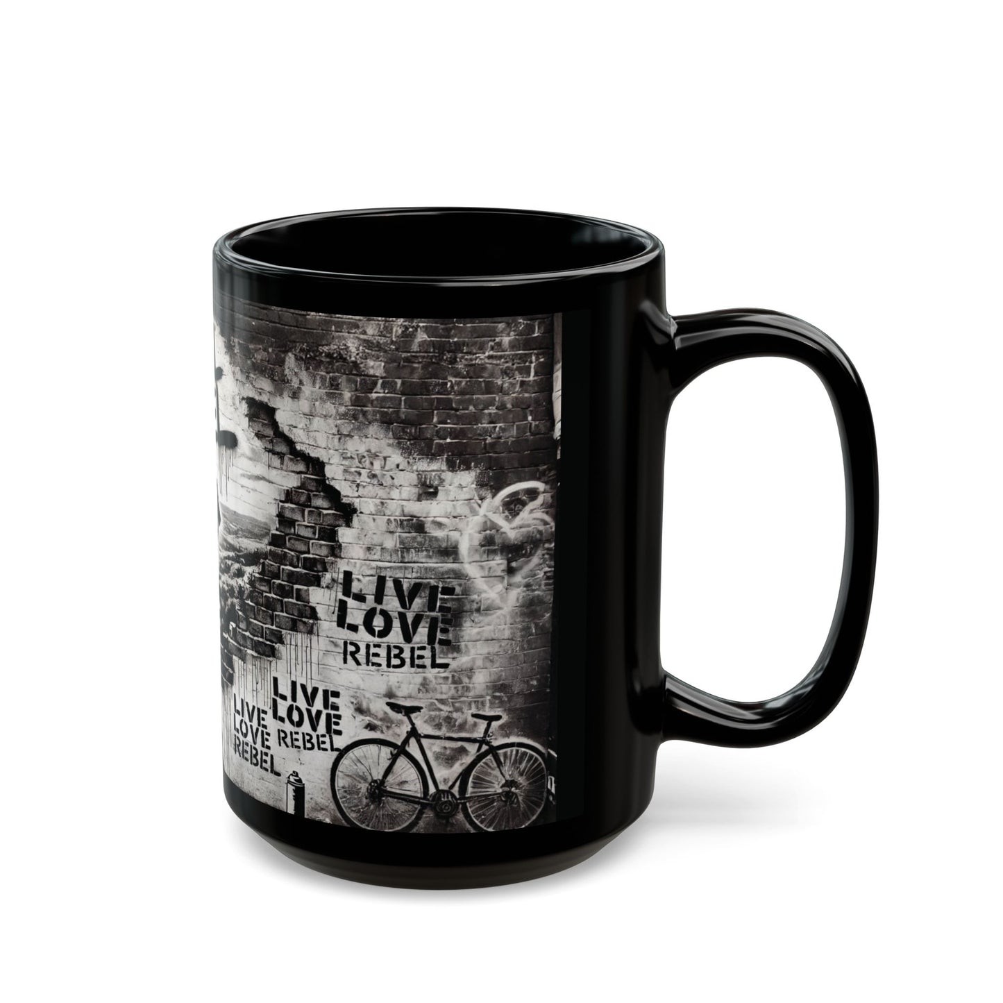 Royal Rebel Black Mug - 15oz, "Live Love Rebel" Design