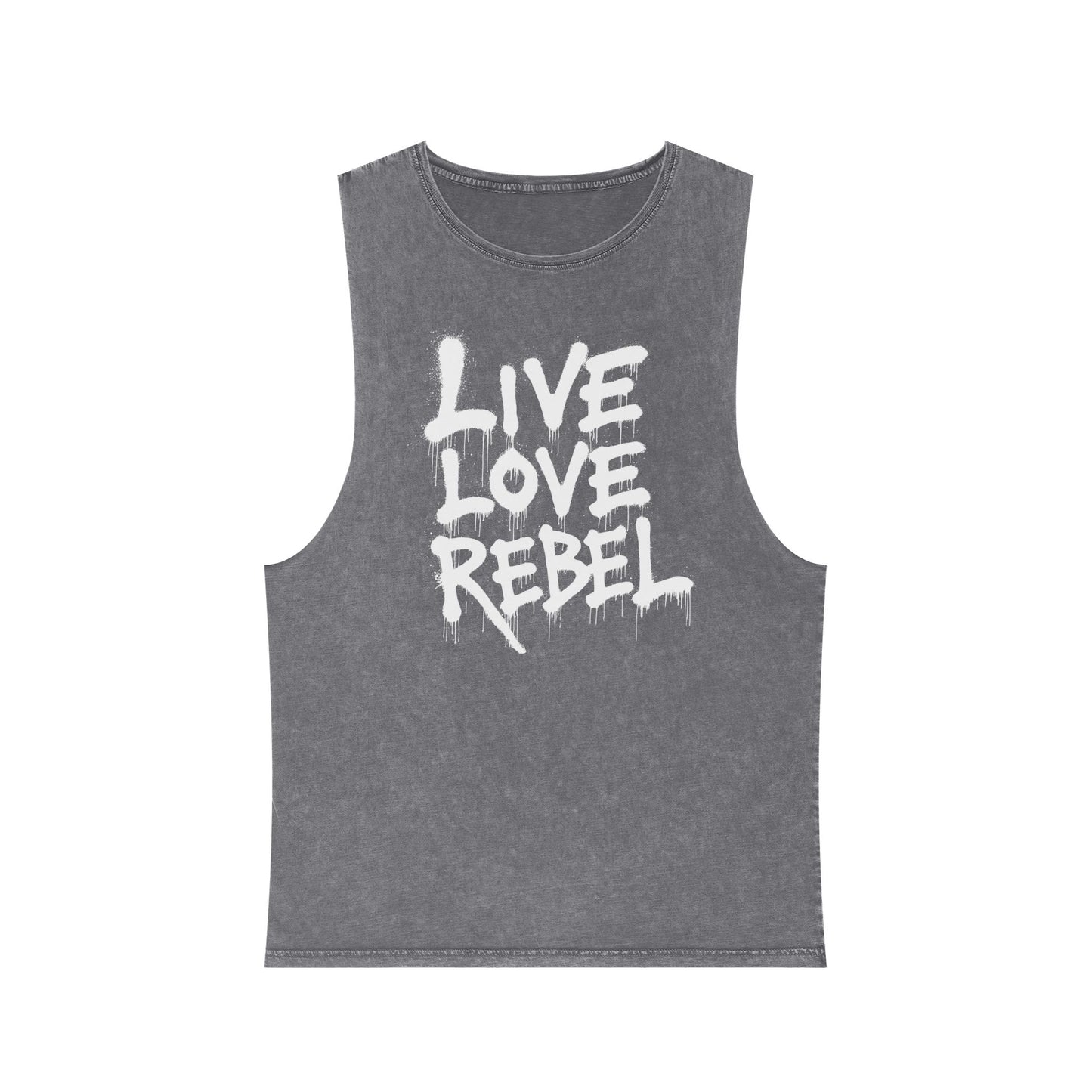Live Love Rebel Unisex Stonewash Tank Top - Casual Graphic Tee for All