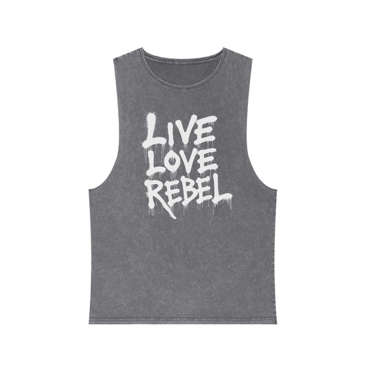 Live Love Rebel™ Unisex Stonewash Tank Top - Casual Graphic Tee for All
