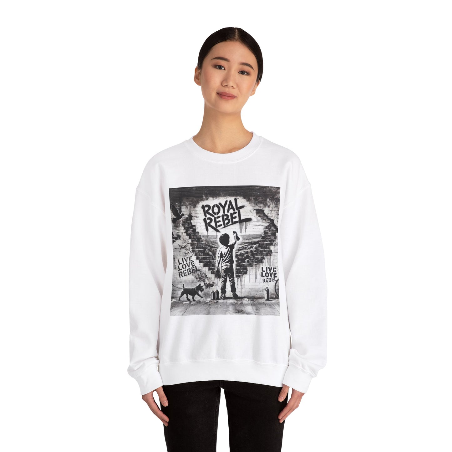 Royal Rebel Unisex Crewneck Sweatshirt - "Live Love Rebel" Graphic