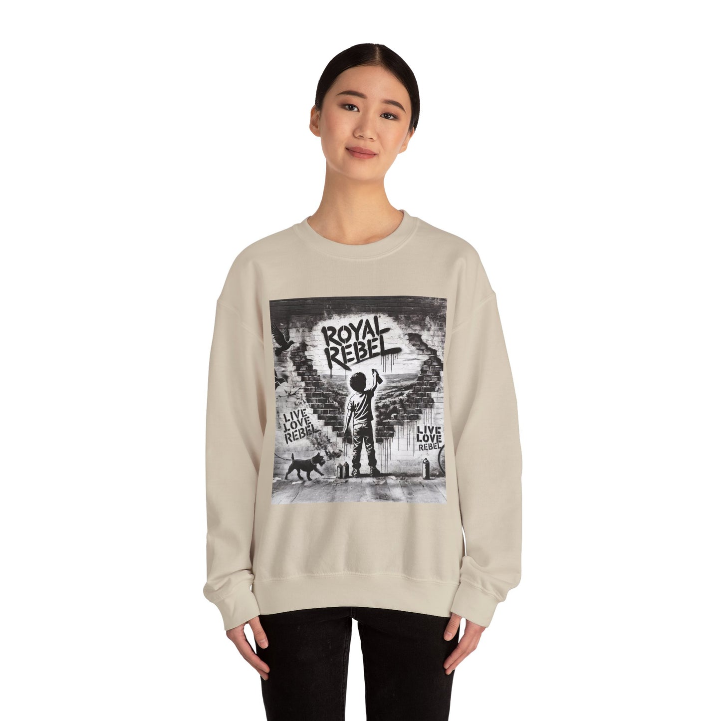 Royal Rebel Unisex Crewneck Sweatshirt - "Live Love Rebel" Graphic
