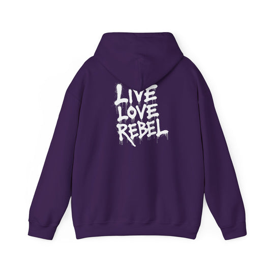 Royal Rebel® - Live Love Rebel™ Unisex Hoodie - Edgy Graphic Sweatshirt for Creative Minds