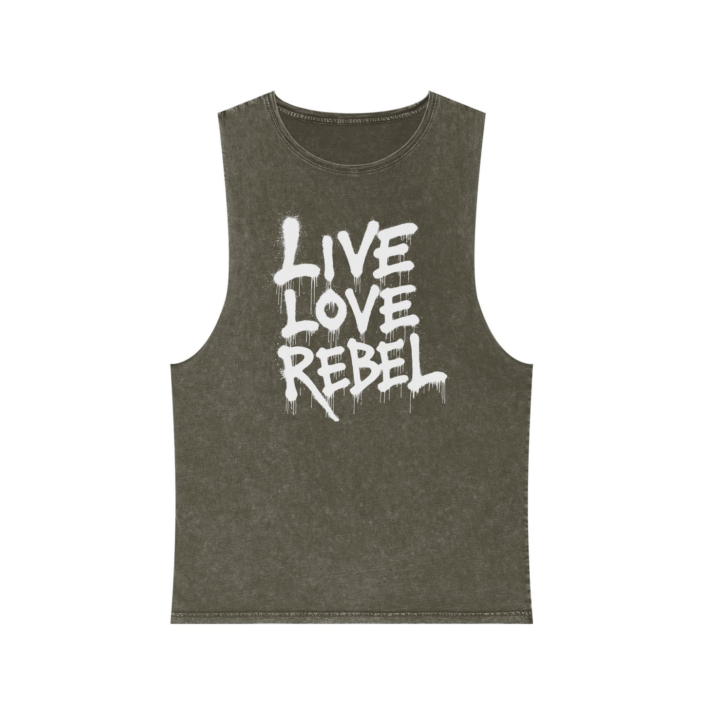Live Love Rebel Unisex Stonewash Tank Top - Casual Graphic Tee for All