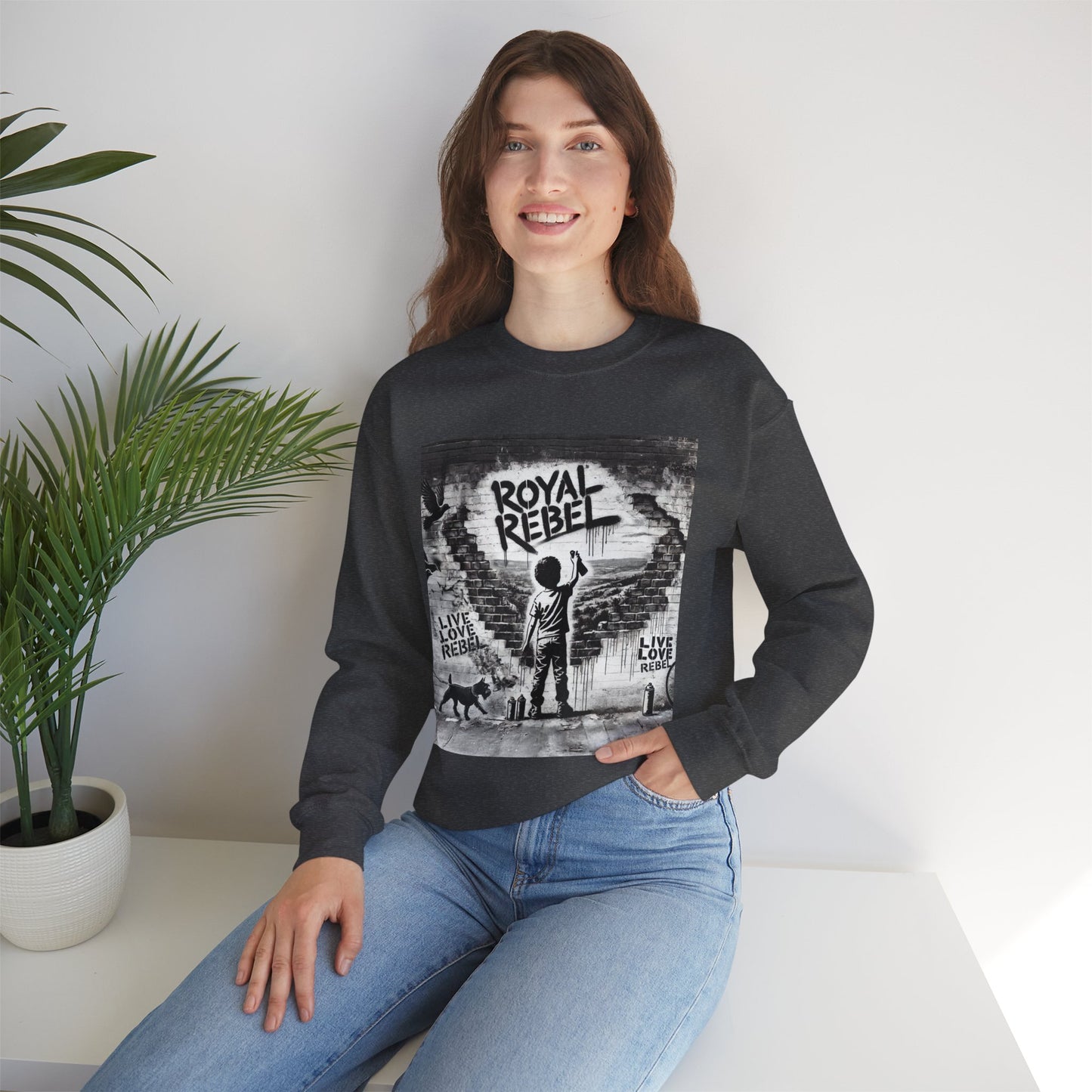 Royal Rebel Unisex Crewneck Sweatshirt - "Live Love Rebel" Graphic