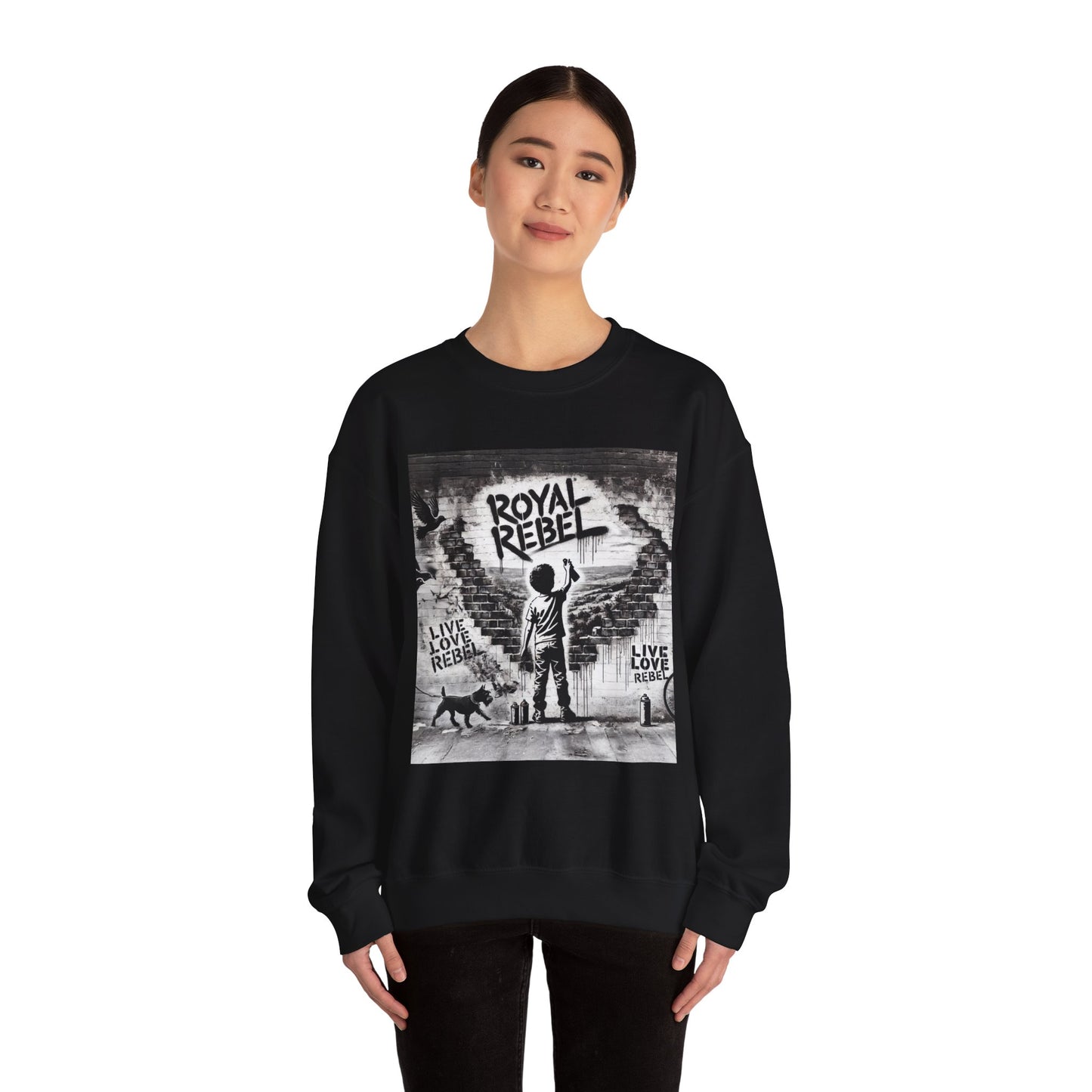 Royal Rebel Unisex Crewneck Sweatshirt - "Live Love Rebel" Graphic