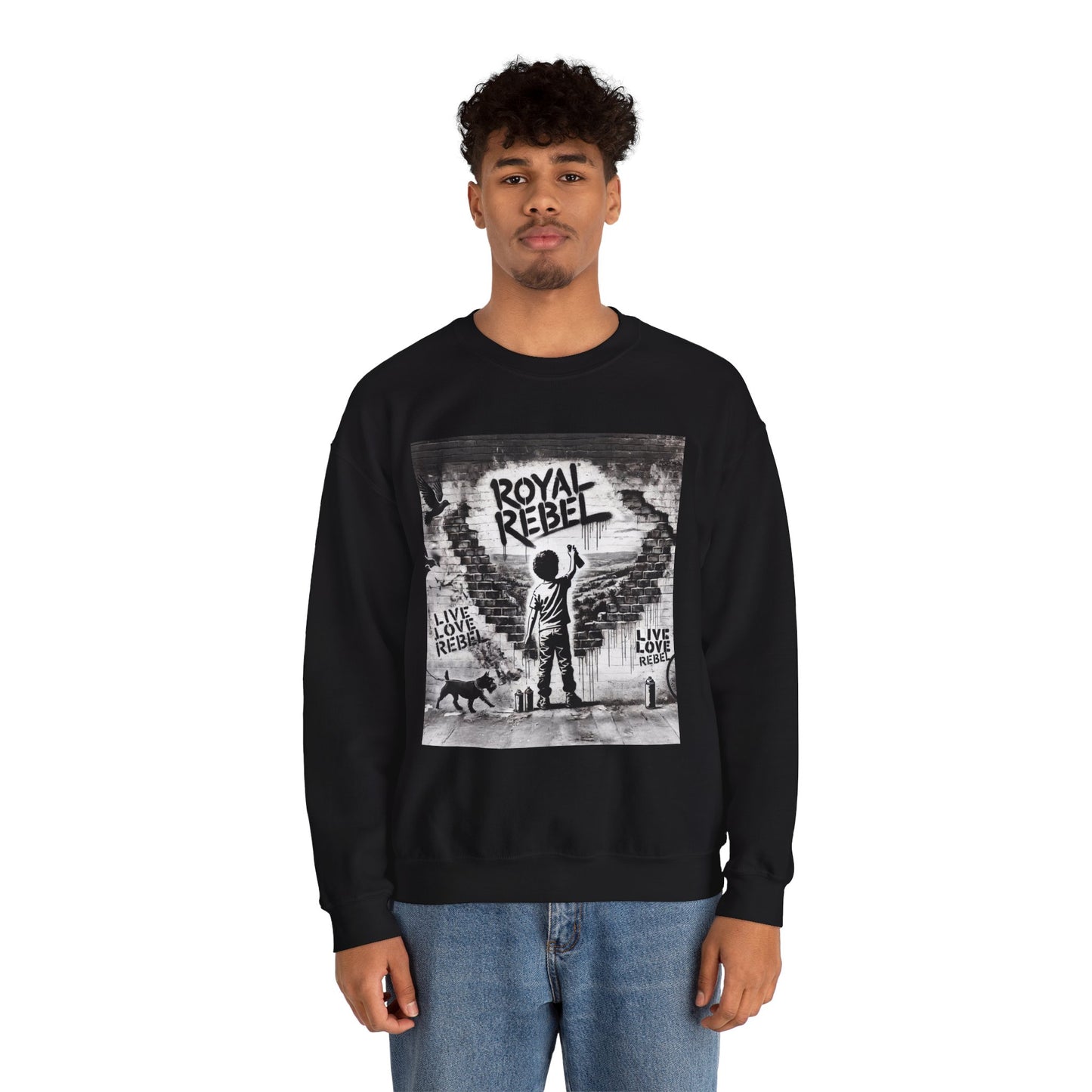 Royal Rebel Unisex Crewneck Sweatshirt - "Live Love Rebel" Graphic