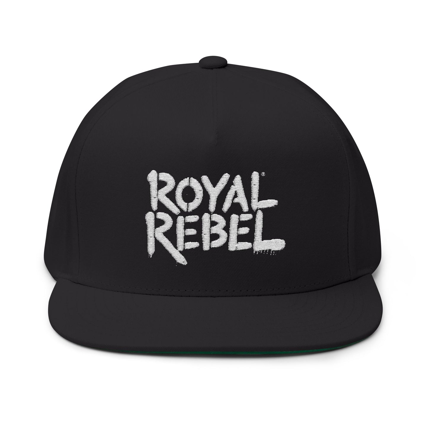 Royal Rebel Embroidered Flat Bill Cap - Trendy Streetwear Hat for Fashion Enthusiasts