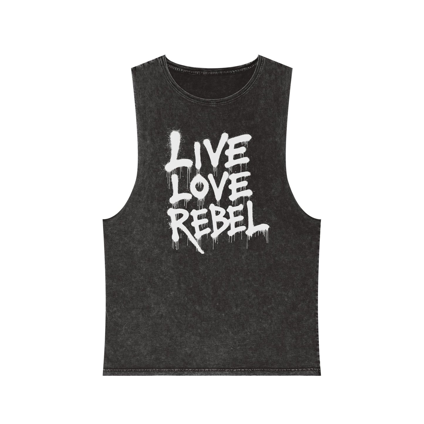 Live Love Rebel Unisex Stonewash Tank Top - Casual Graphic Tee for All