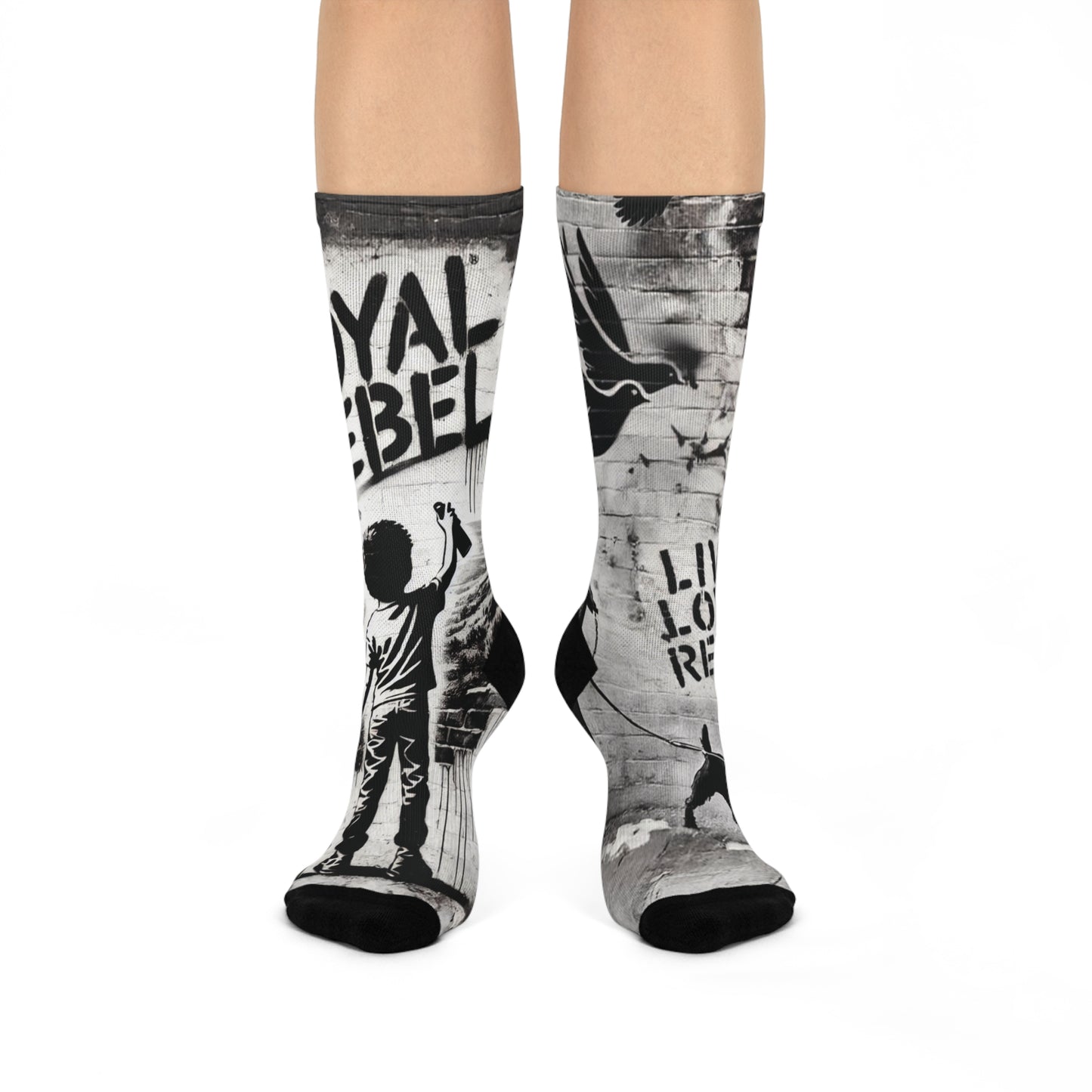 Unisex Cushioned Crew Socks with Royal Rebel Artwork