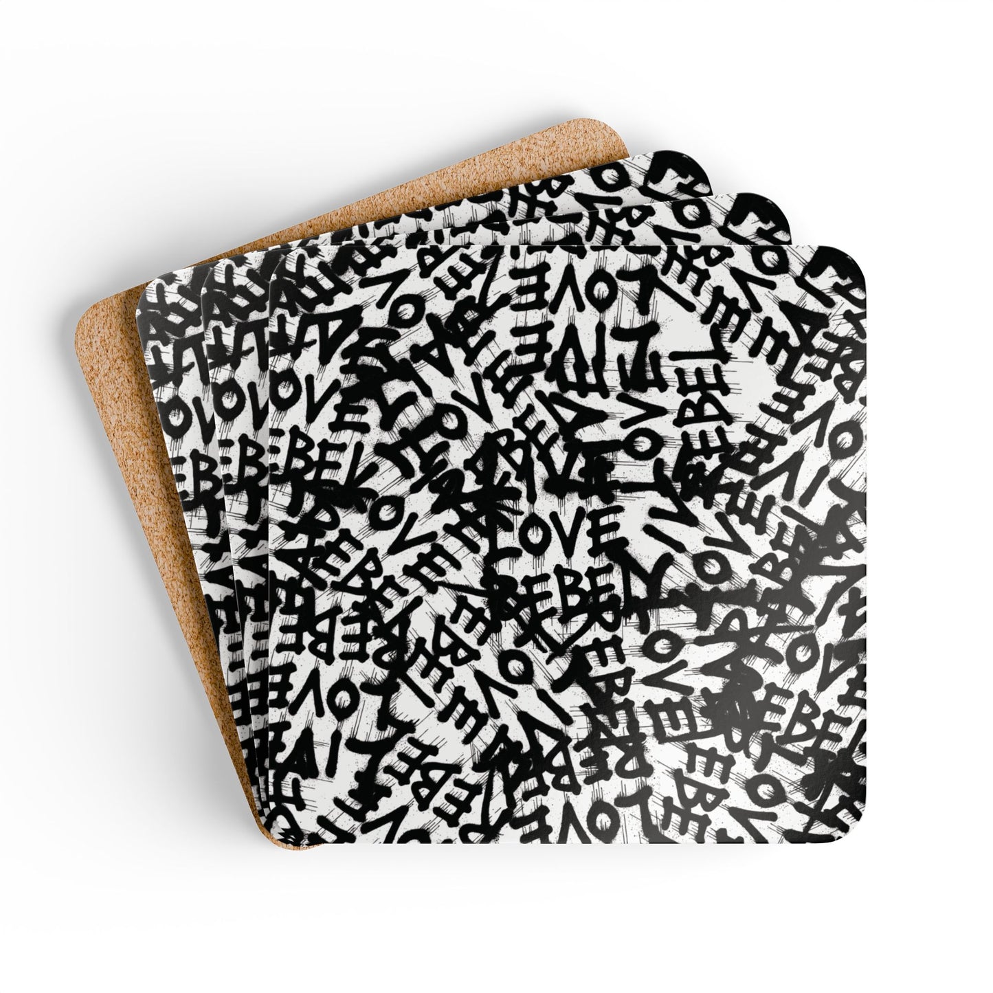 Live Love Rebel- 4 Piece Cork Coaster Set