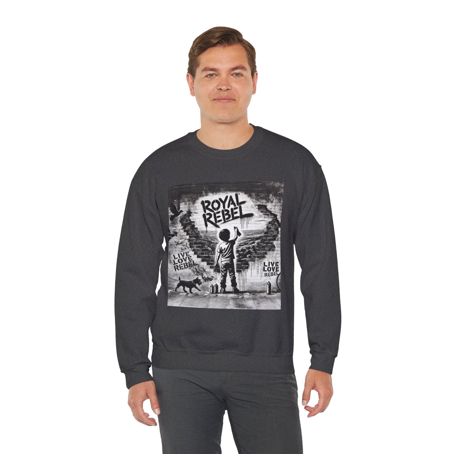 Royal Rebel Unisex Crewneck Sweatshirt - "Live Love Rebel" Graphic