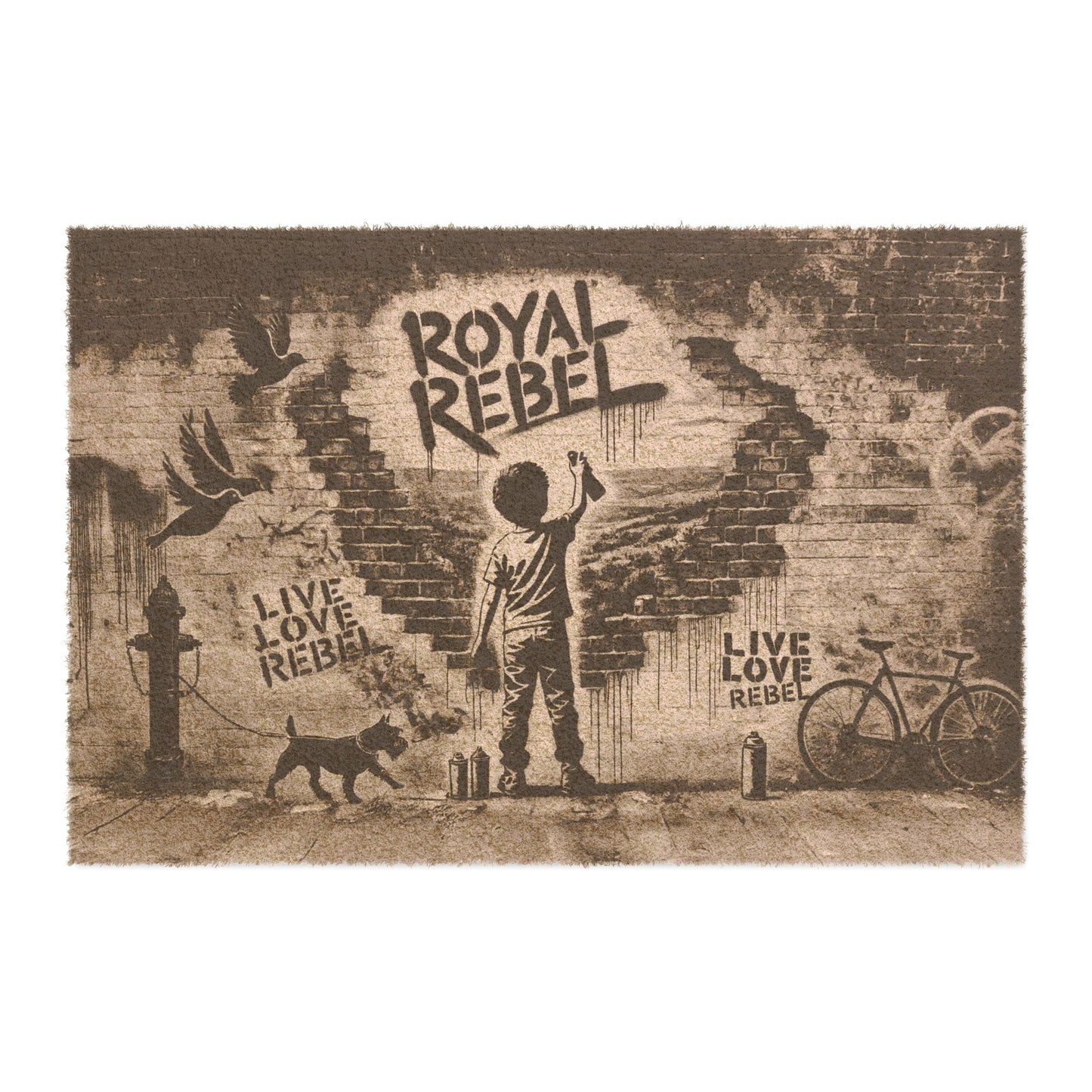 Urban Art Doormat - 'Live Love Rebel™' Greeting Mat for Creative Homes