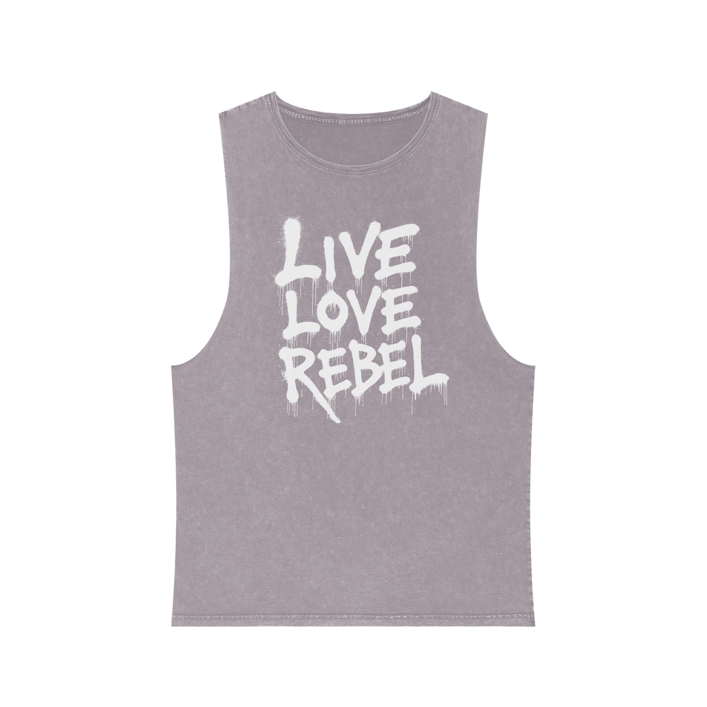 Live Love Rebel Unisex Stonewash Tank Top - Casual Graphic Tee for All