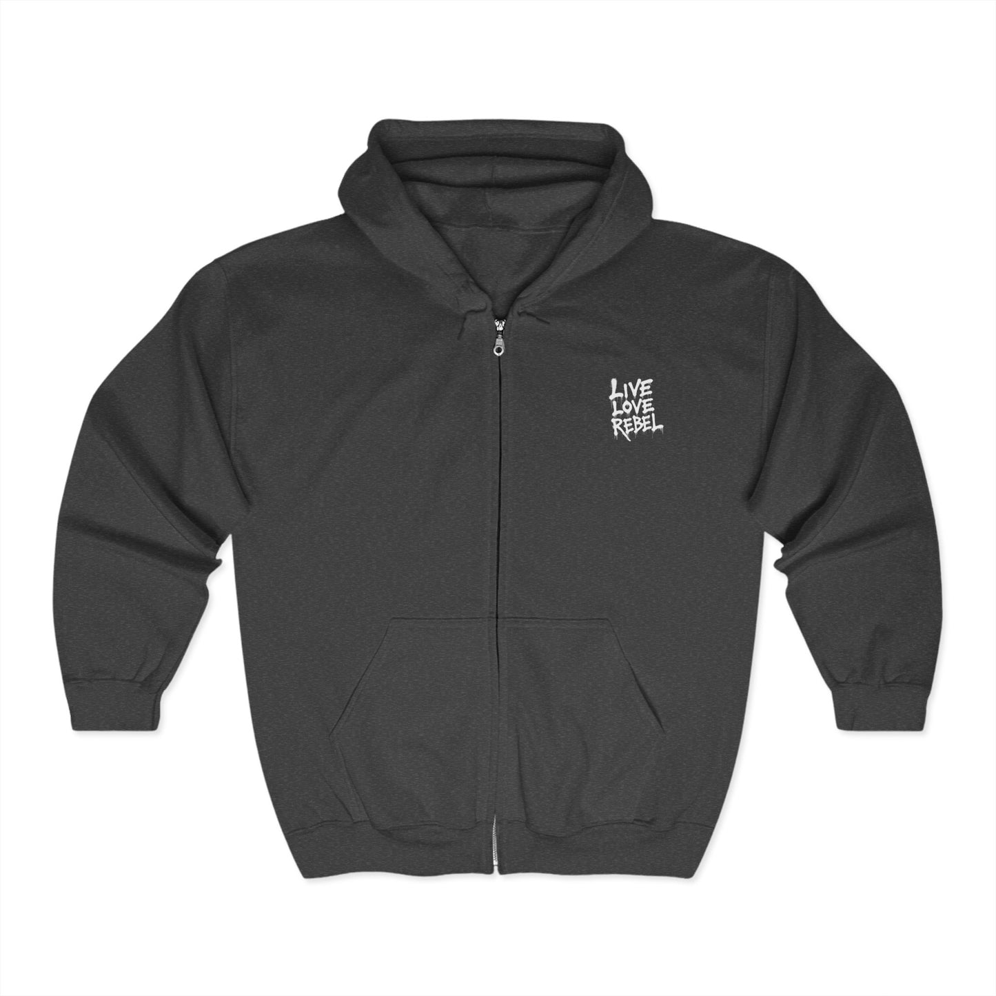 Live Love Rebel Hooded Sweatshirt - Unisex Full Zip Casual Wear