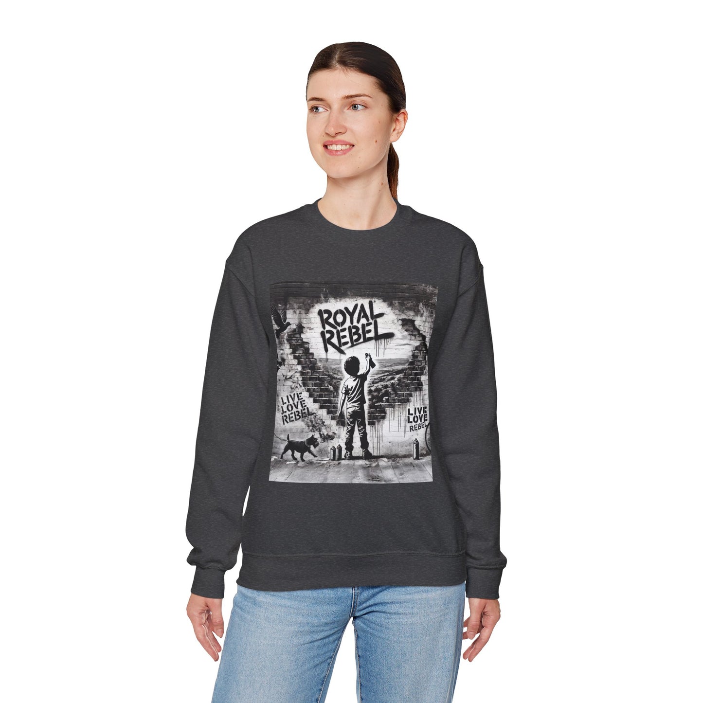 Royal Rebel Unisex Crewneck Sweatshirt - "Live Love Rebel" Graphic