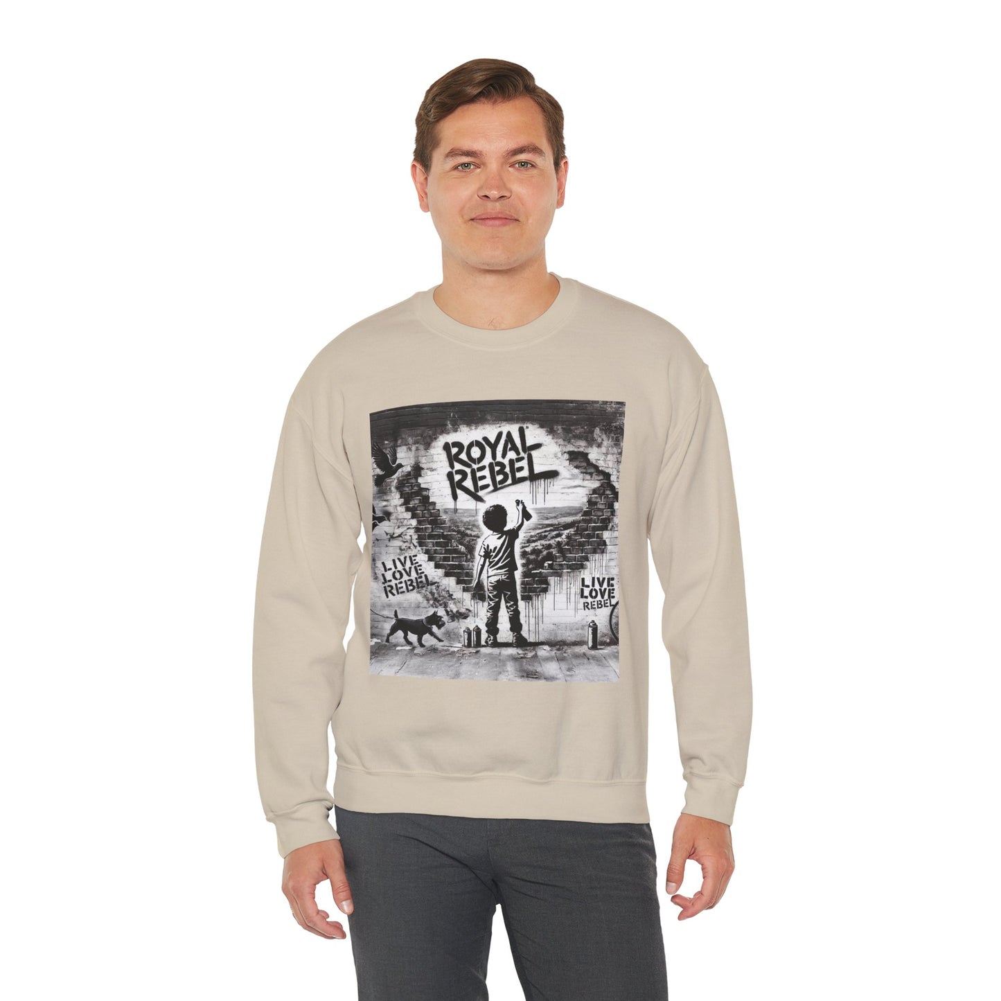 Royal Rebel Unisex Crewneck Sweatshirt - "Live Love Rebel" Graphic