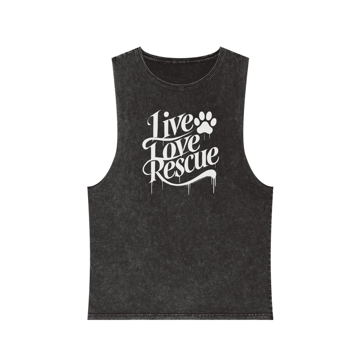 Live Love Rescue Unisex Stonewash Tank Top - Casual Graphic Tee for All