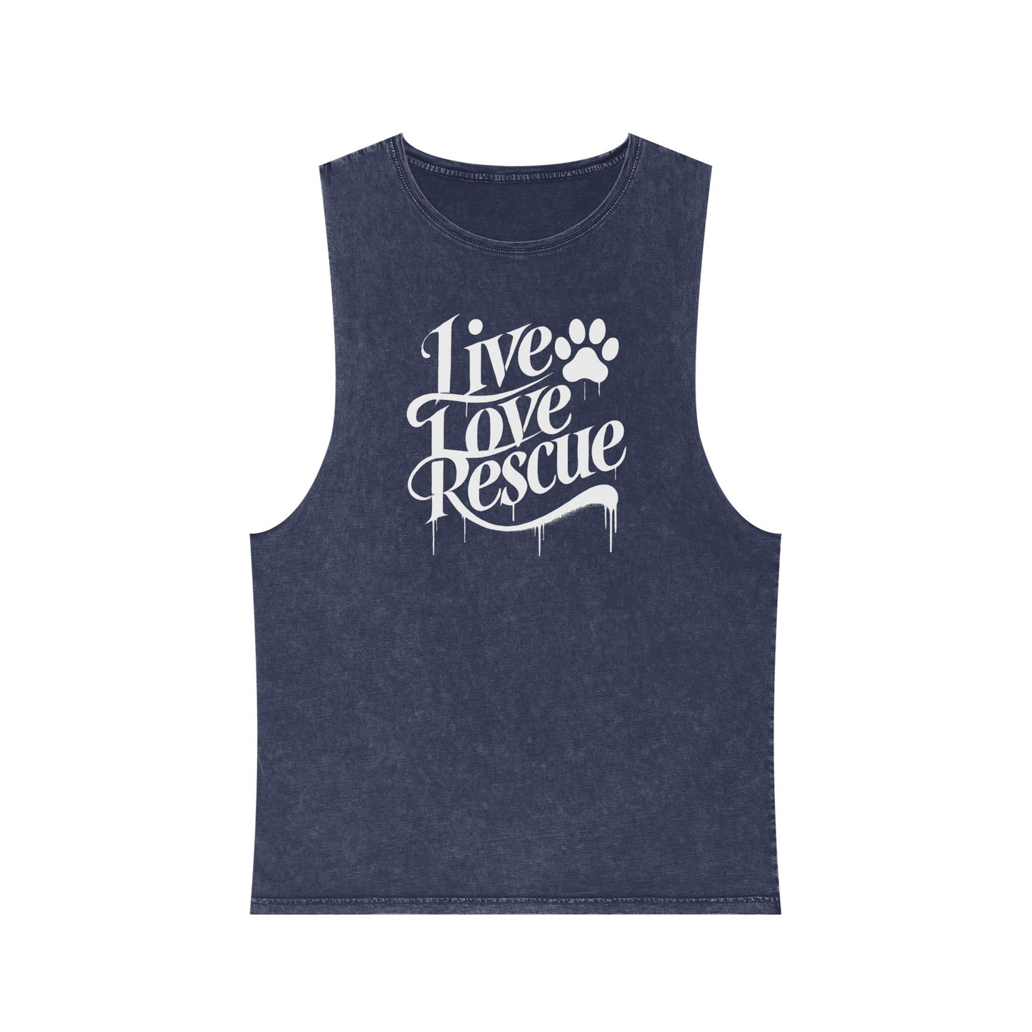 Live Love Rescue Unisex Stonewash Tank Top - Casual Graphic Tee for All