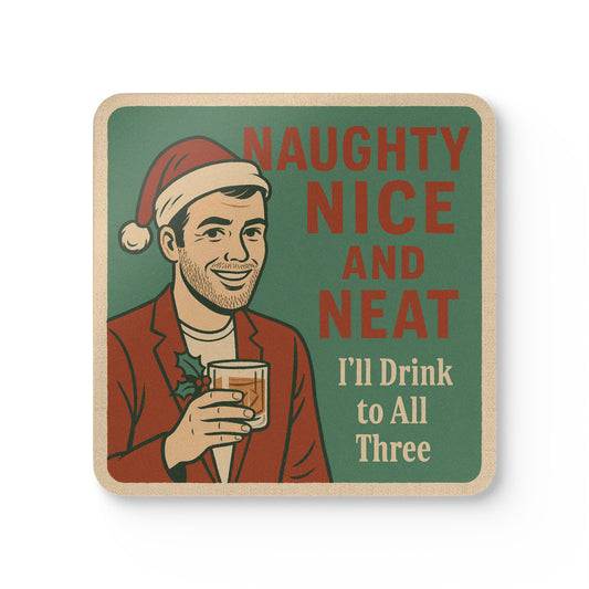 Christmas Coaster 4 Piece Set - "Naughty, Nice, and Neat"