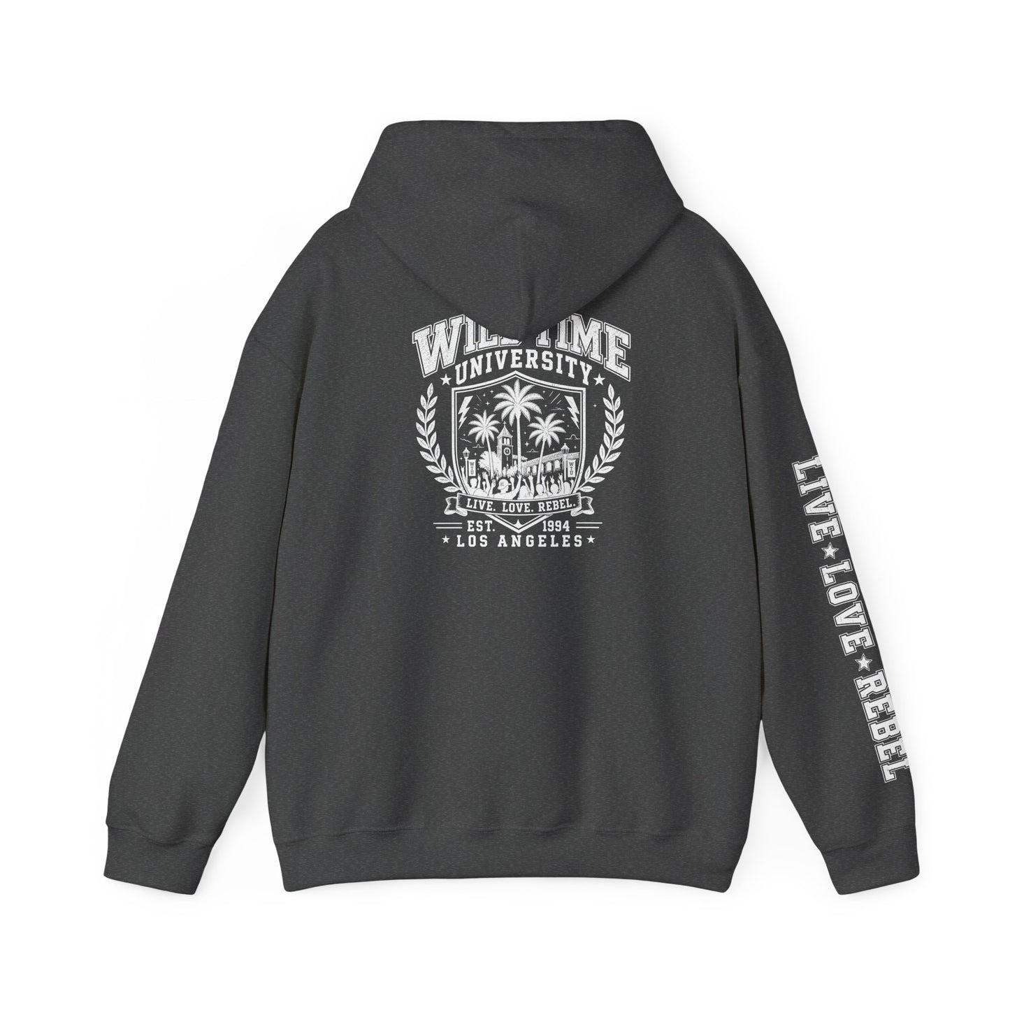 Wild Time™ University Unisex Hoodie - College Inspired Graphic Sweatshirt for the Rebel at Heart
