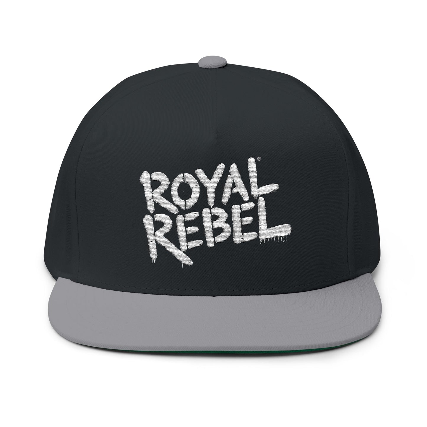 Royal Rebel® Embroidered Flat Bill Cap - Trendy Streetwear Hat for Fashion Enthusiasts