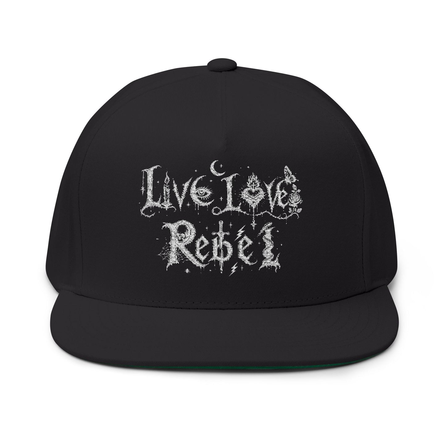 Ethereal Live Love Rebel® Sketch -Embroidered Flat Bill Cap