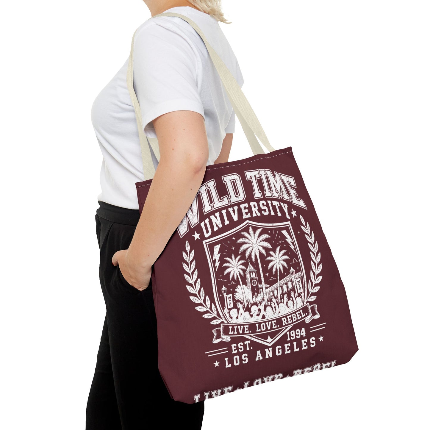 Wild Time™ University Tote Bag — Vintage Los Angeles Palm Crest Canvas Tote