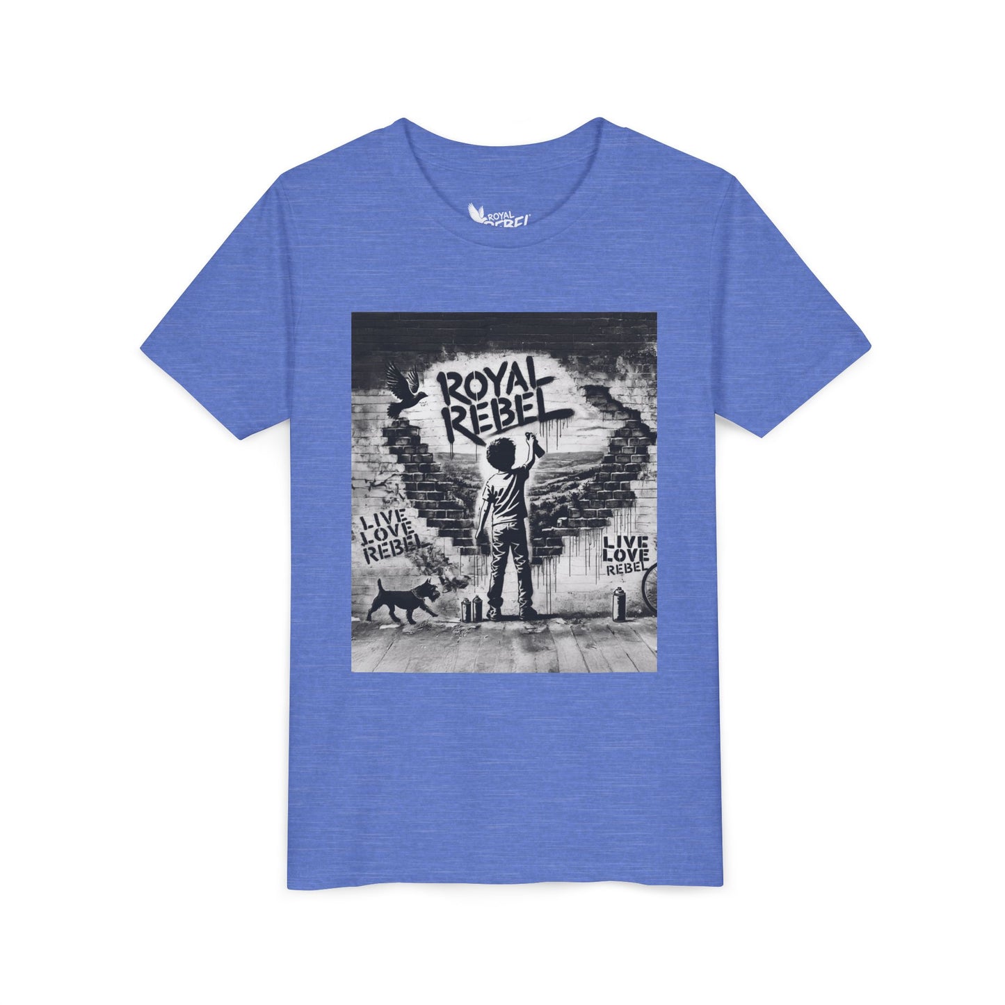 Royal Rebel Graffiti Youth Tee — Kids' Graphic Skate Streetwear T-Shirt