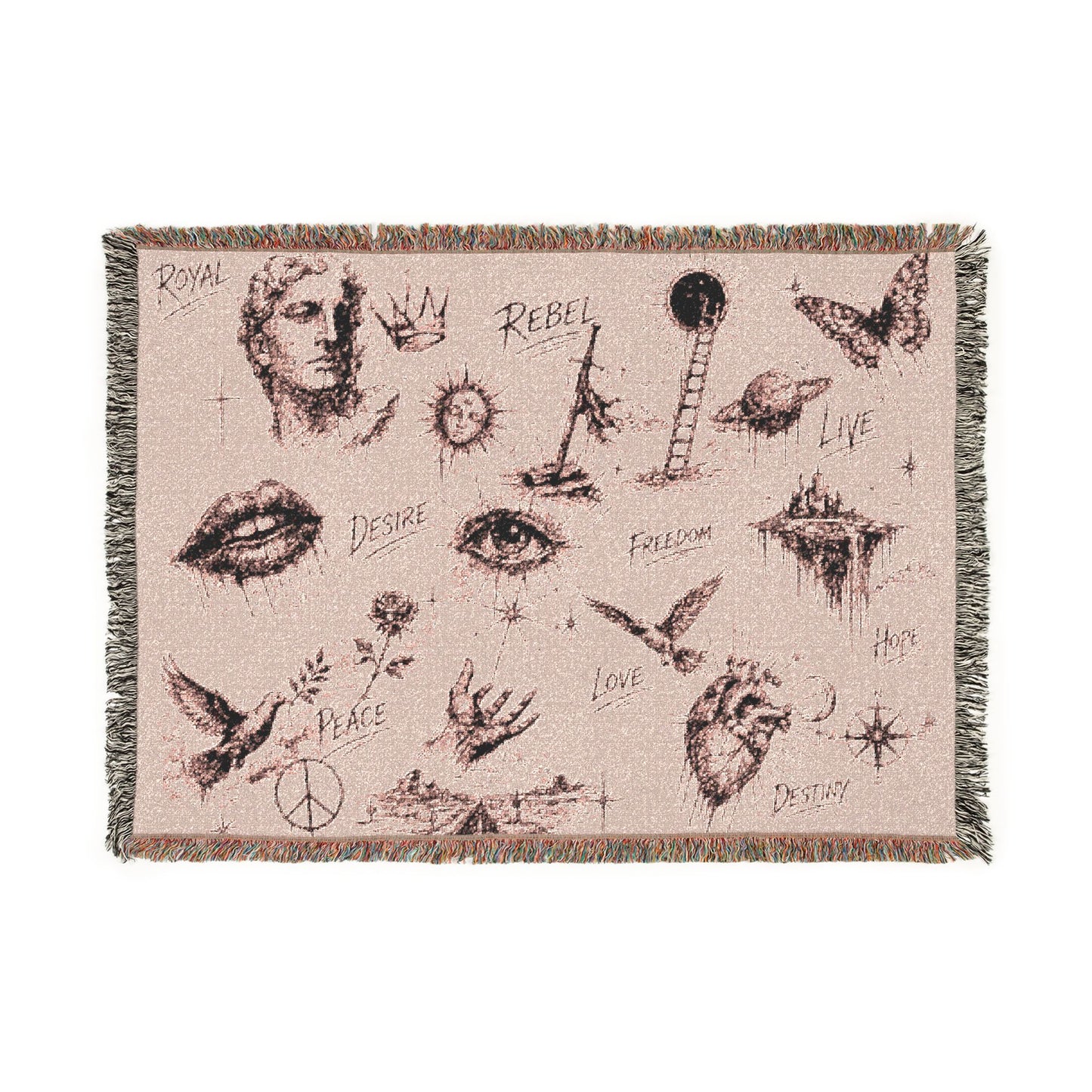 Rebel Sketch Woven Blanket - Cozy Art for the Bold Soul