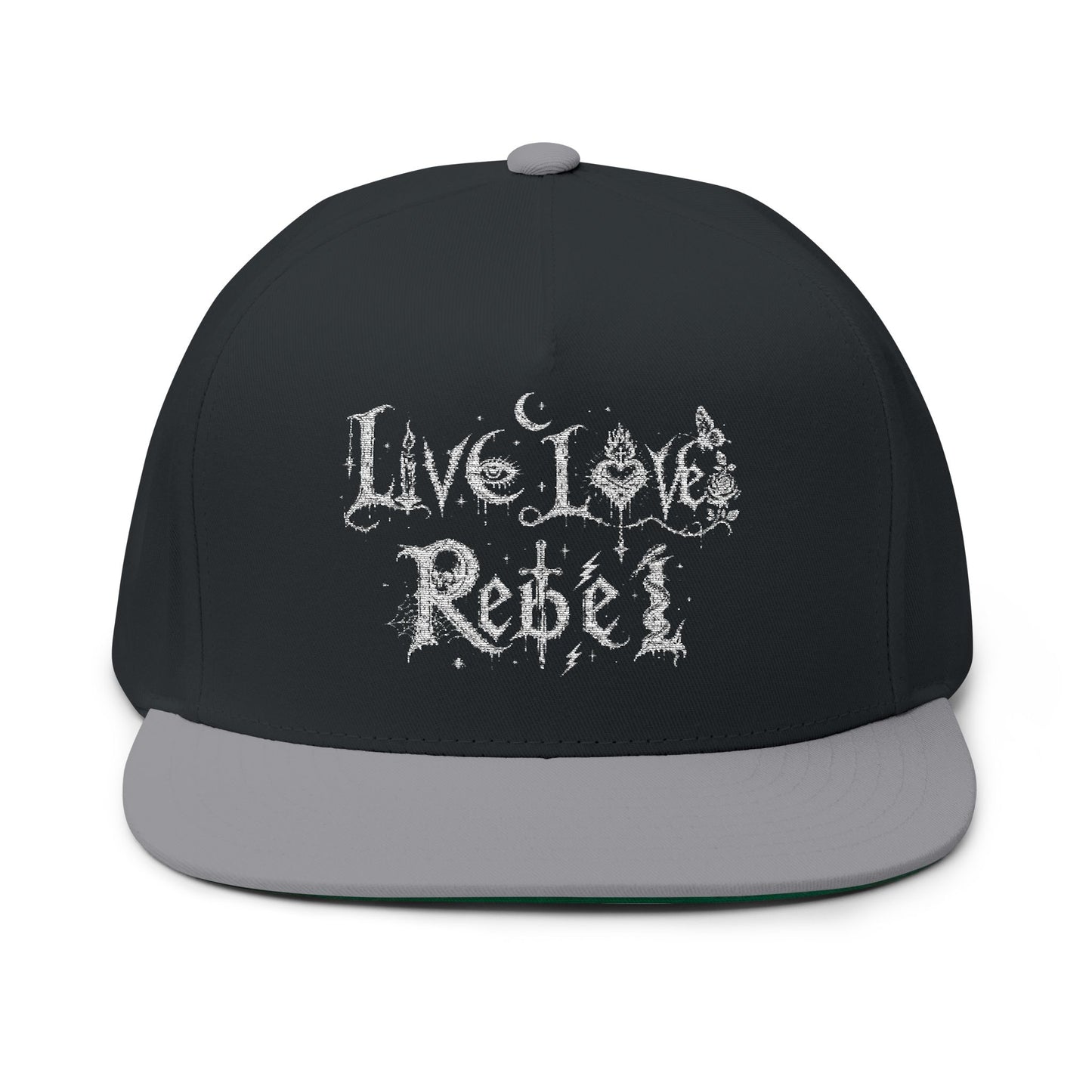Ethereal Live Love Rebel® Sketch -Embroidered Flat Bill Cap