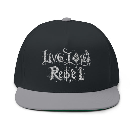 Ethereal Live Love Rebel® Sketch -Embroidered Flat Bill Cap