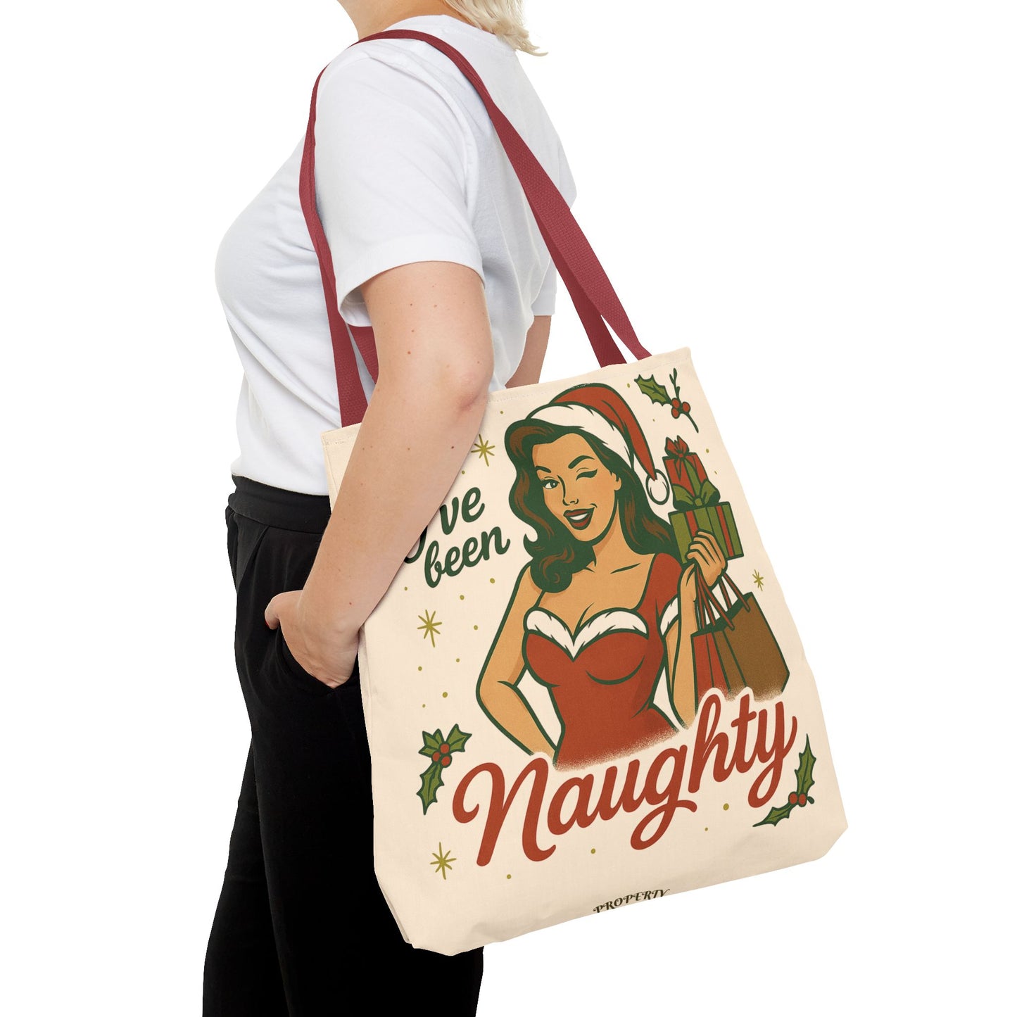 "I've Been Naughty" and "Keep Calm and Shop On" - 2 Printed Sided Holiday Tote Bag -