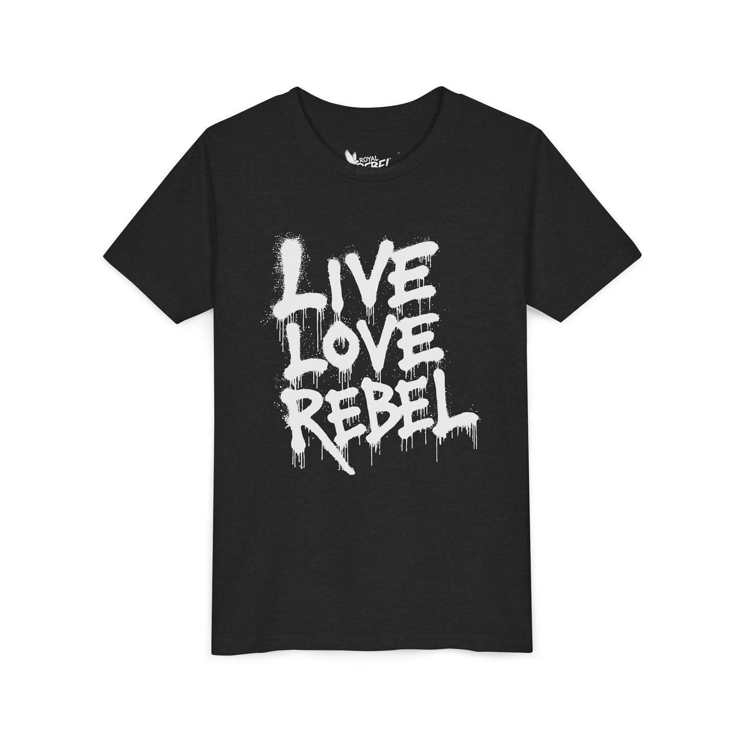 Live Love Rebel Youth Tee — Kids' Graphic Spray Paint Design