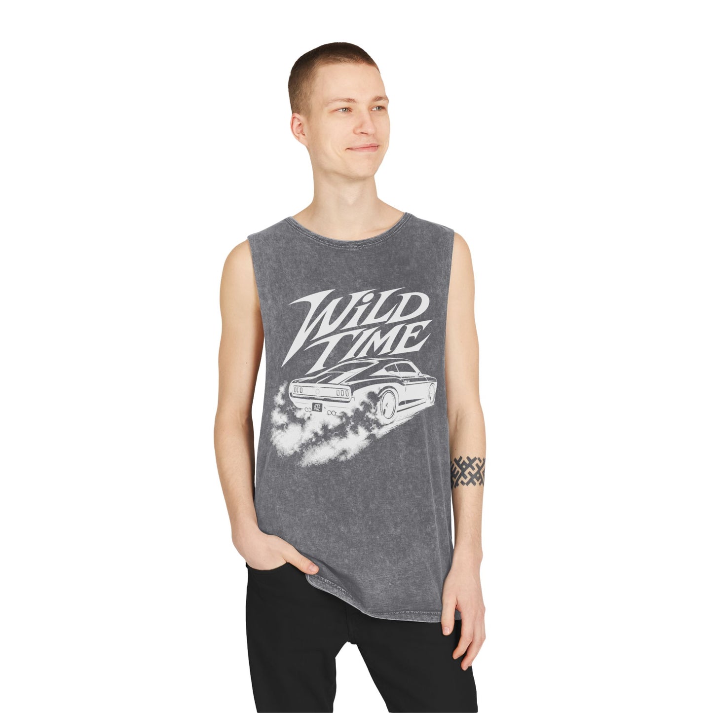 Wild Time™ Muscle Car - Unisex Stonewash Tank