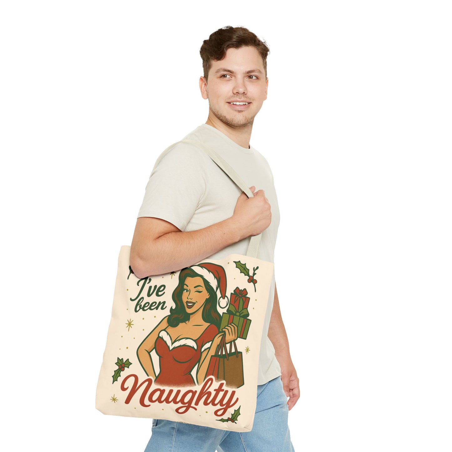 "I've Been Naughty" and "Keep Calm and Shop On" - 2 Printed Sided Holiday Tote Bag -
