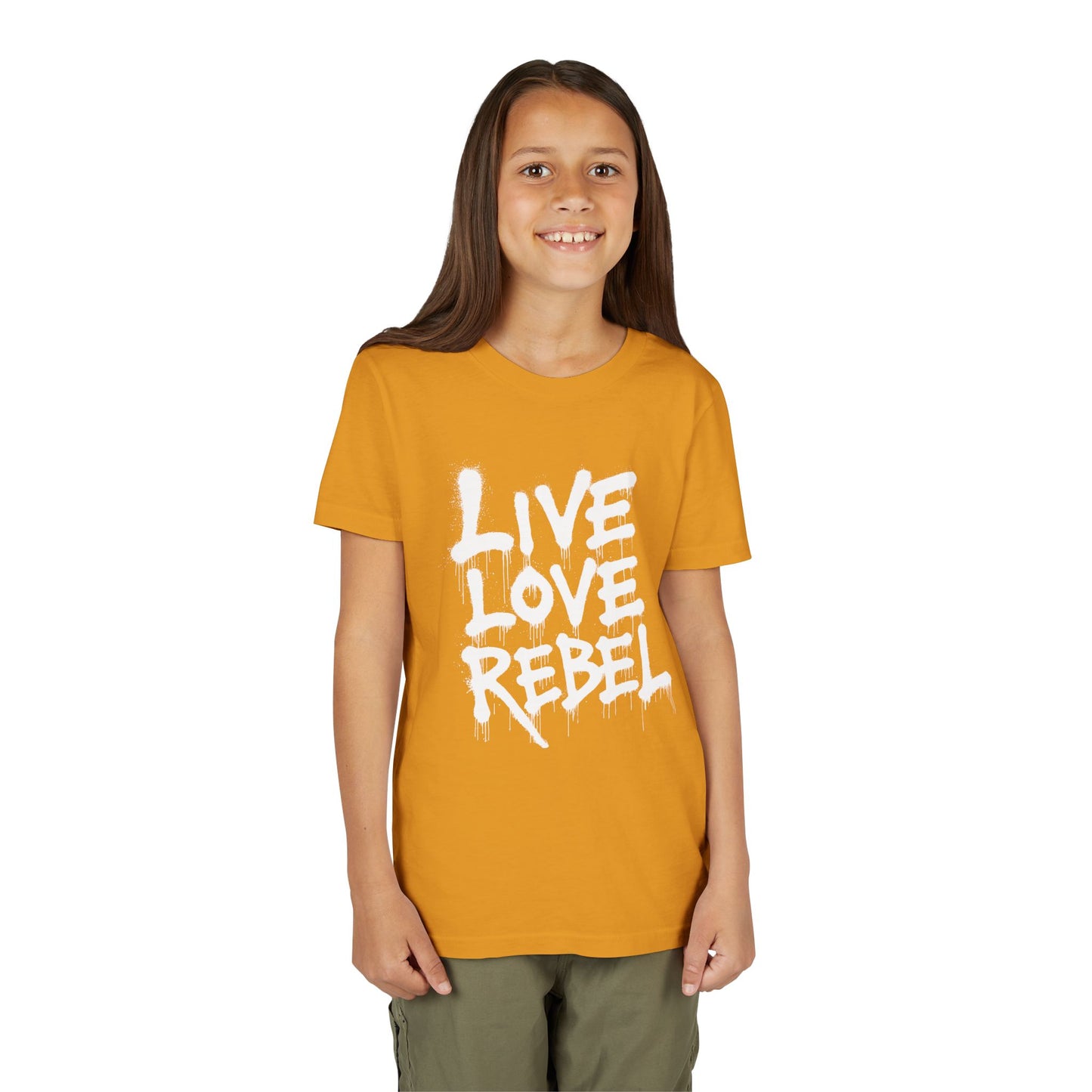Live Love Rebel Youth Tee — Kids' Graphic Spray Paint Design