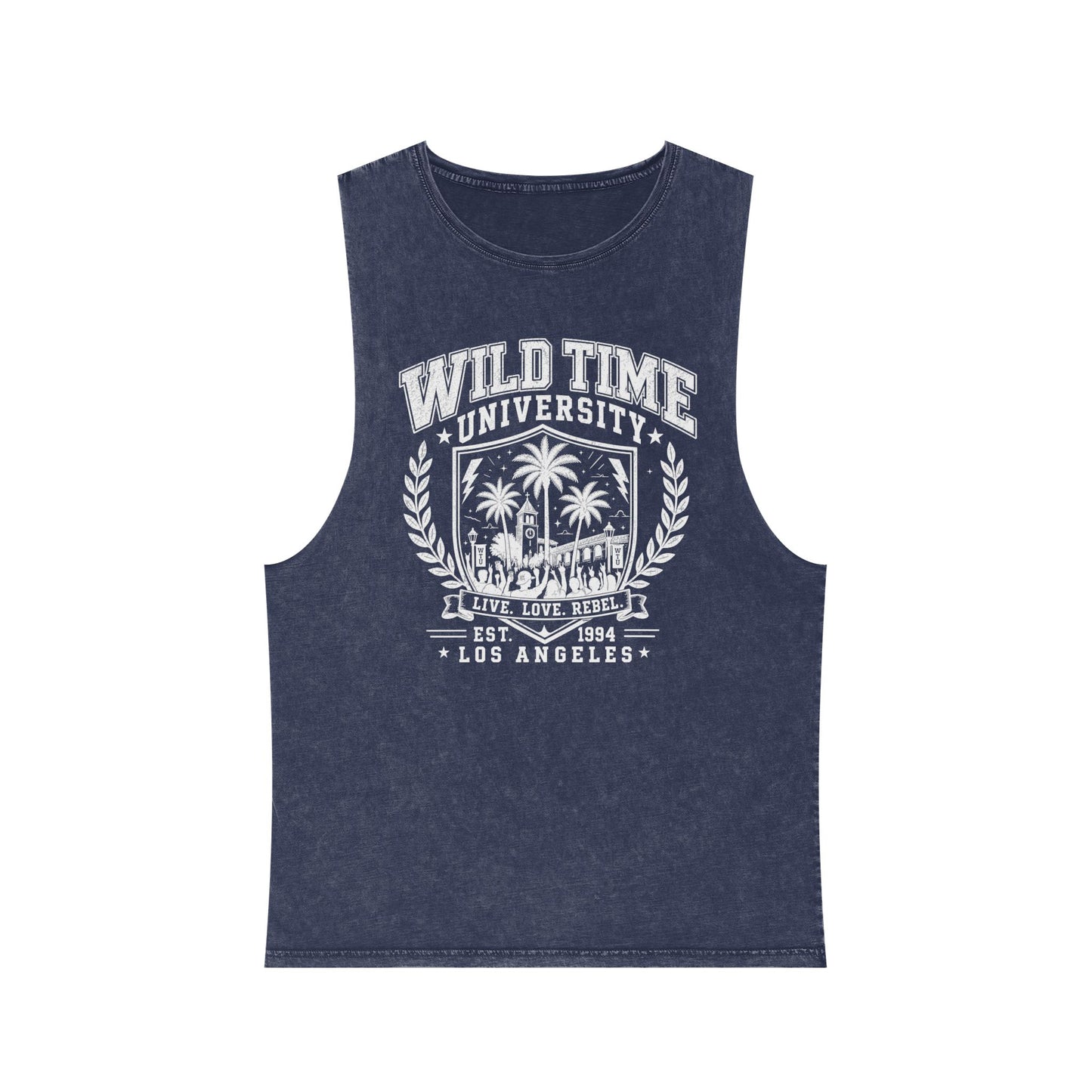 Wild Time™ University" Stonewashed Tank - College Inspired Graphic Sweatshirt for the Rebel at Heart
