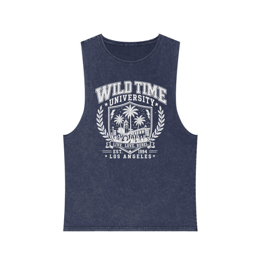 Wild Time™ University" Stonewashed Tank - College Inspired Graphic Sweatshirt for the Rebel at Heart