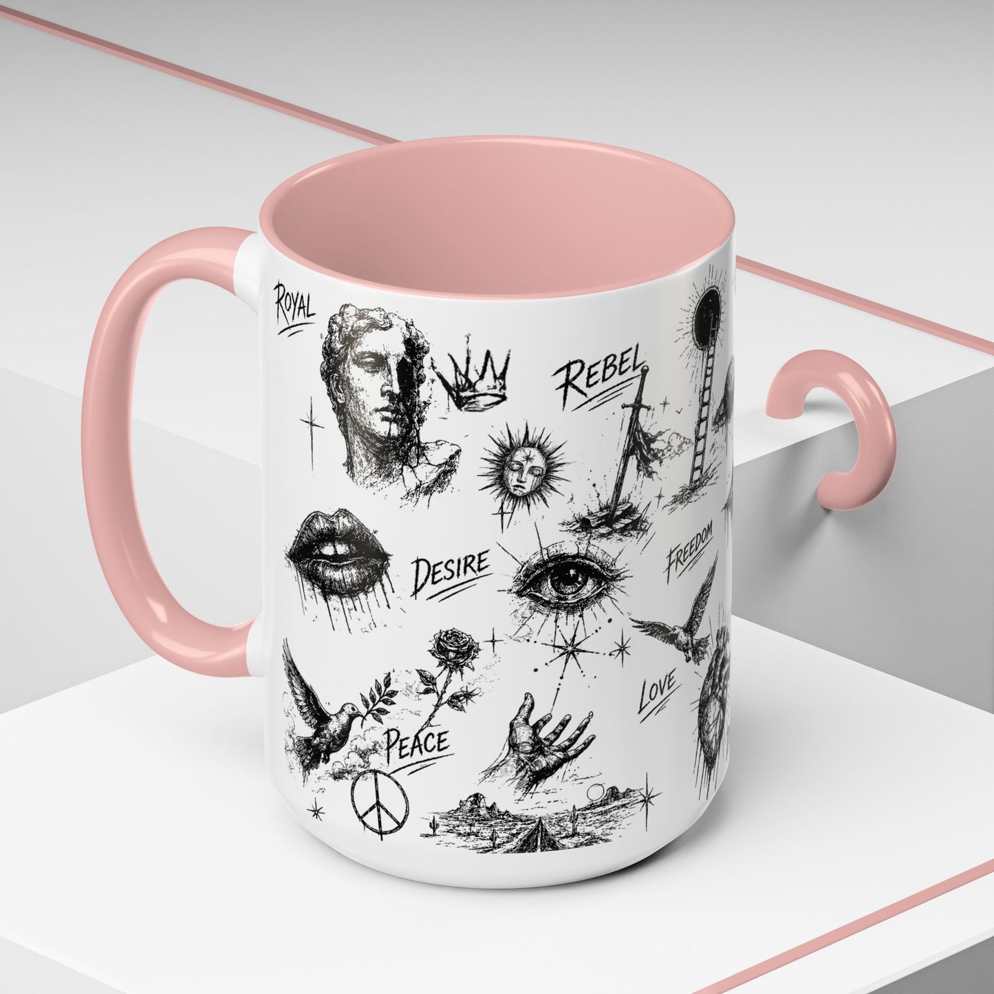 Rebel Sketch Accent Coffee Mug - Bold Statement Drinkware for Coffee Lovers